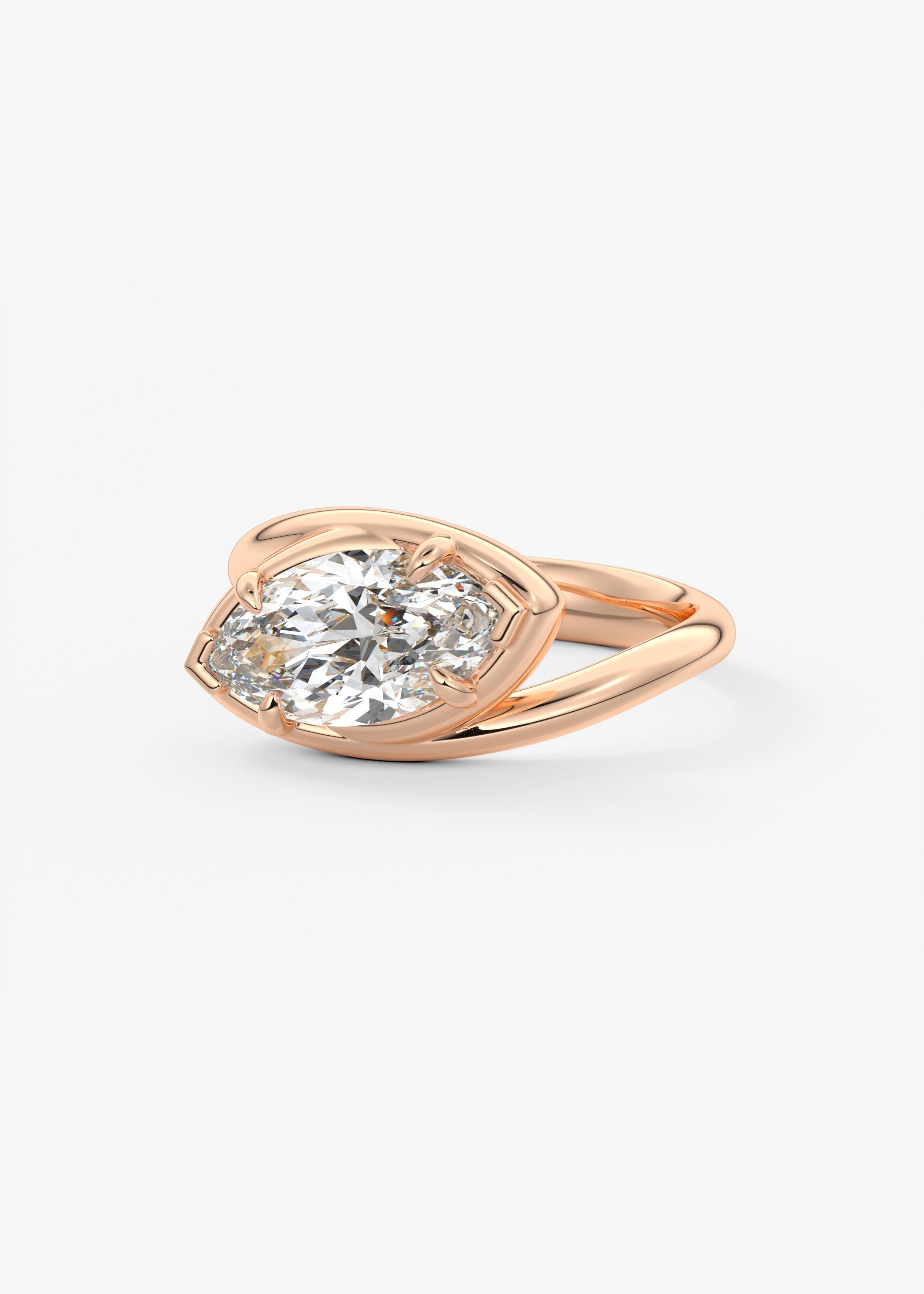 Marquise Swirl Solitaire Lab Grown Diamond Engagement Ring