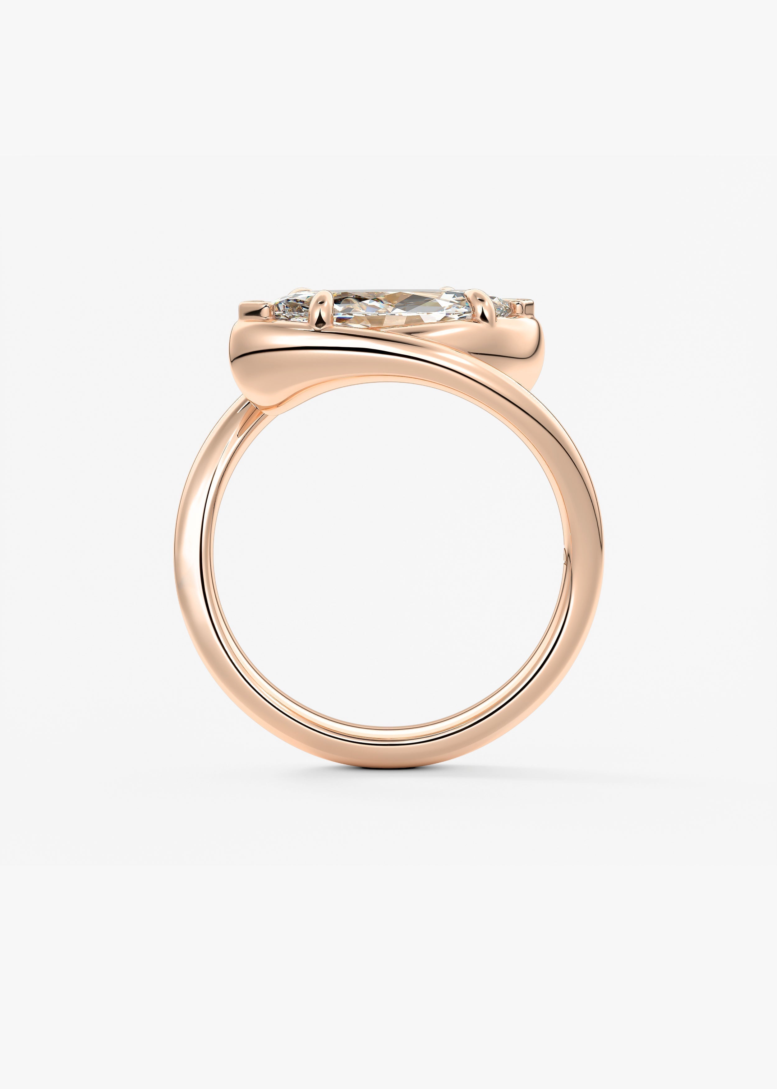 Marquise Swirl Solitaire Lab Grown Diamond Engagement Ring