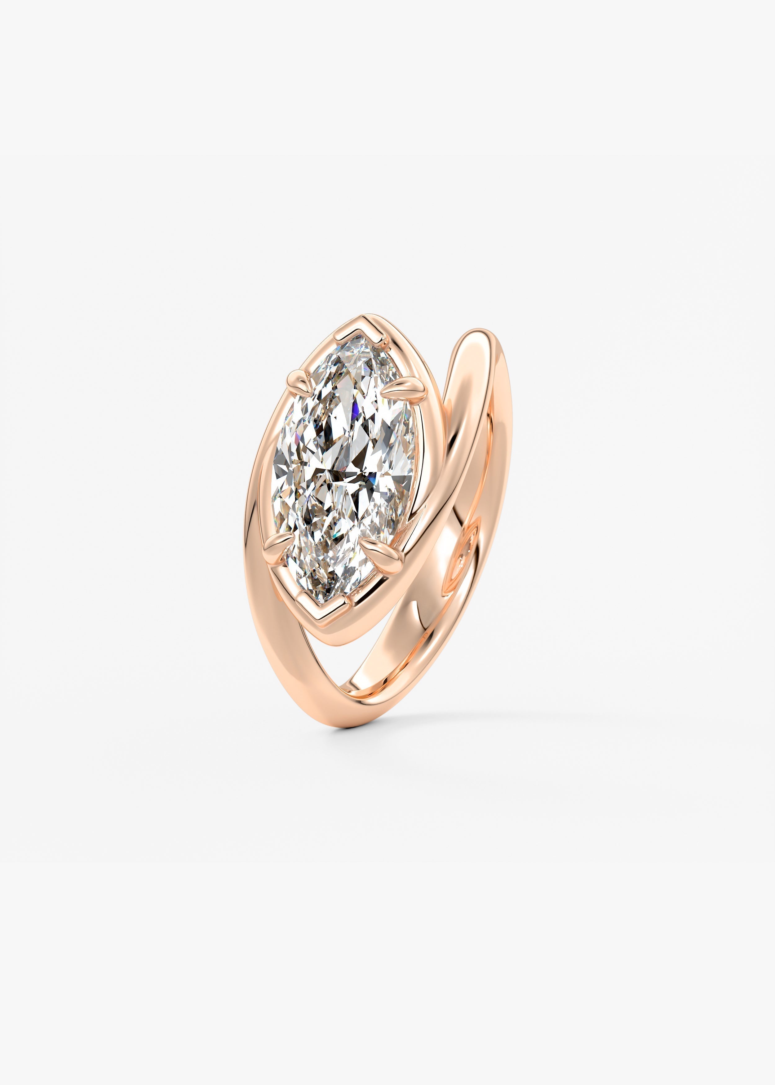Marquise Swirl Solitaire Lab Grown Diamond Engagement Ring