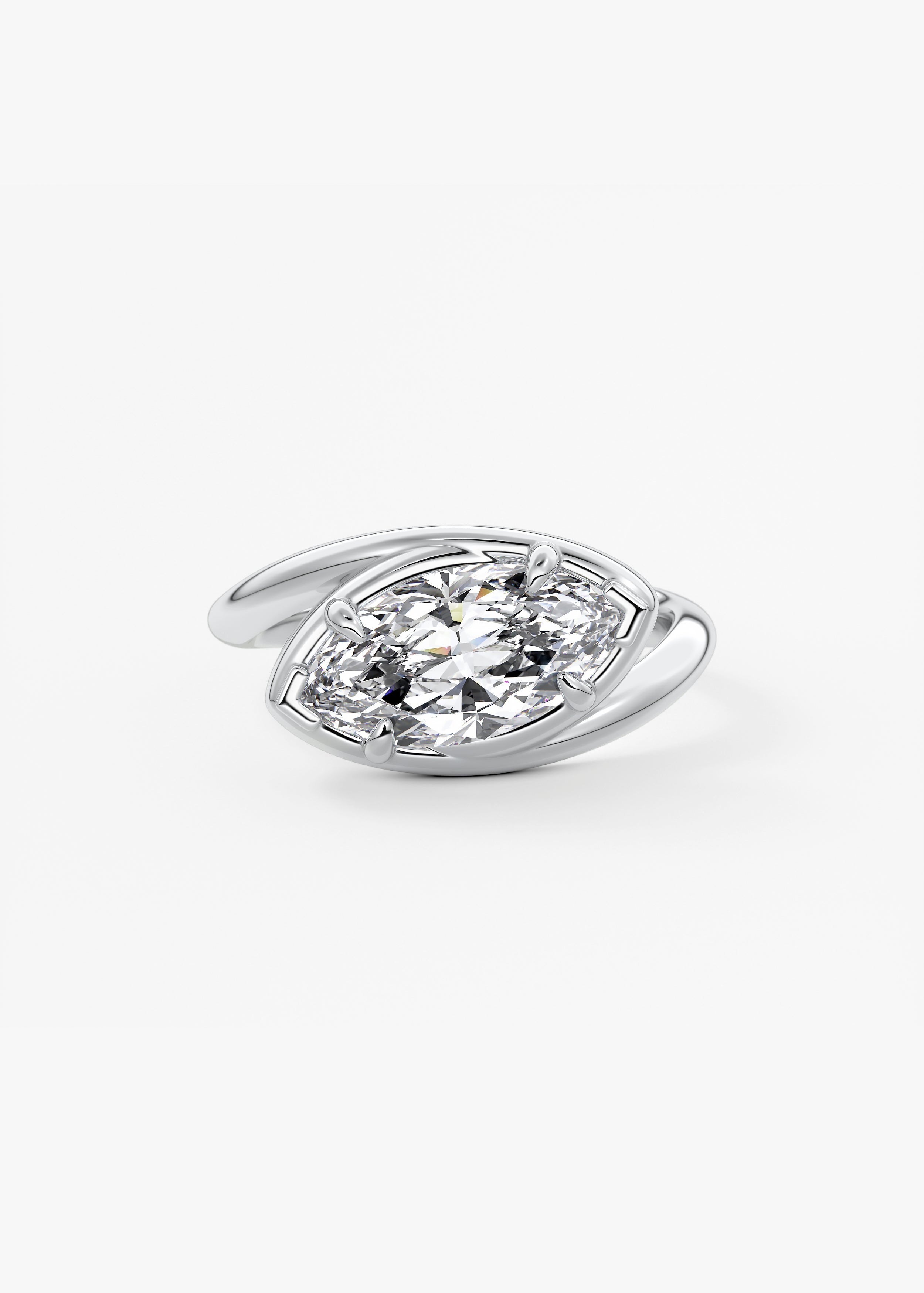 Marquise Swirl Solitaire Lab Grown Diamond Engagement Ring