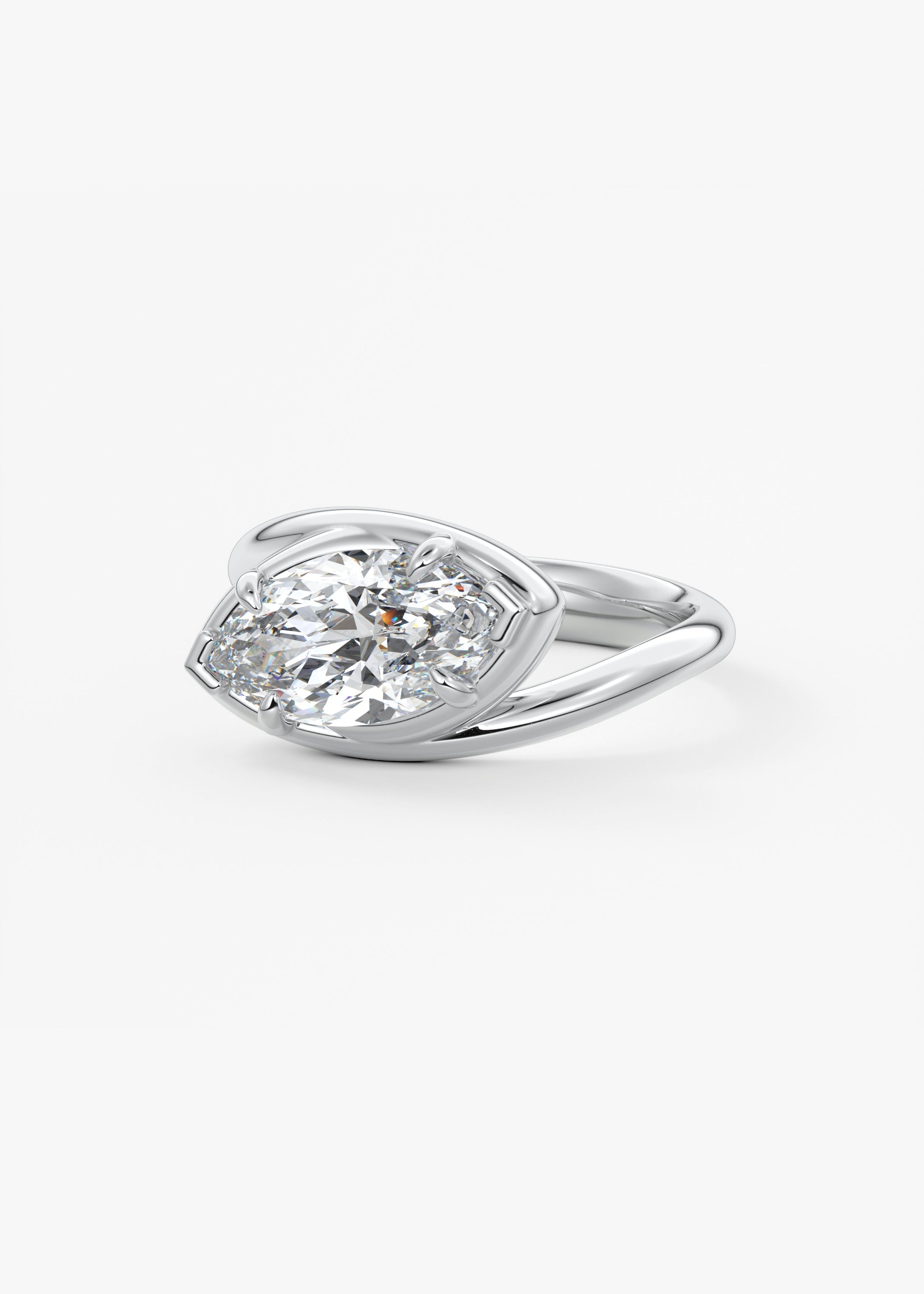 Marquise Swirl Solitaire Lab Grown Diamond Engagement Ring