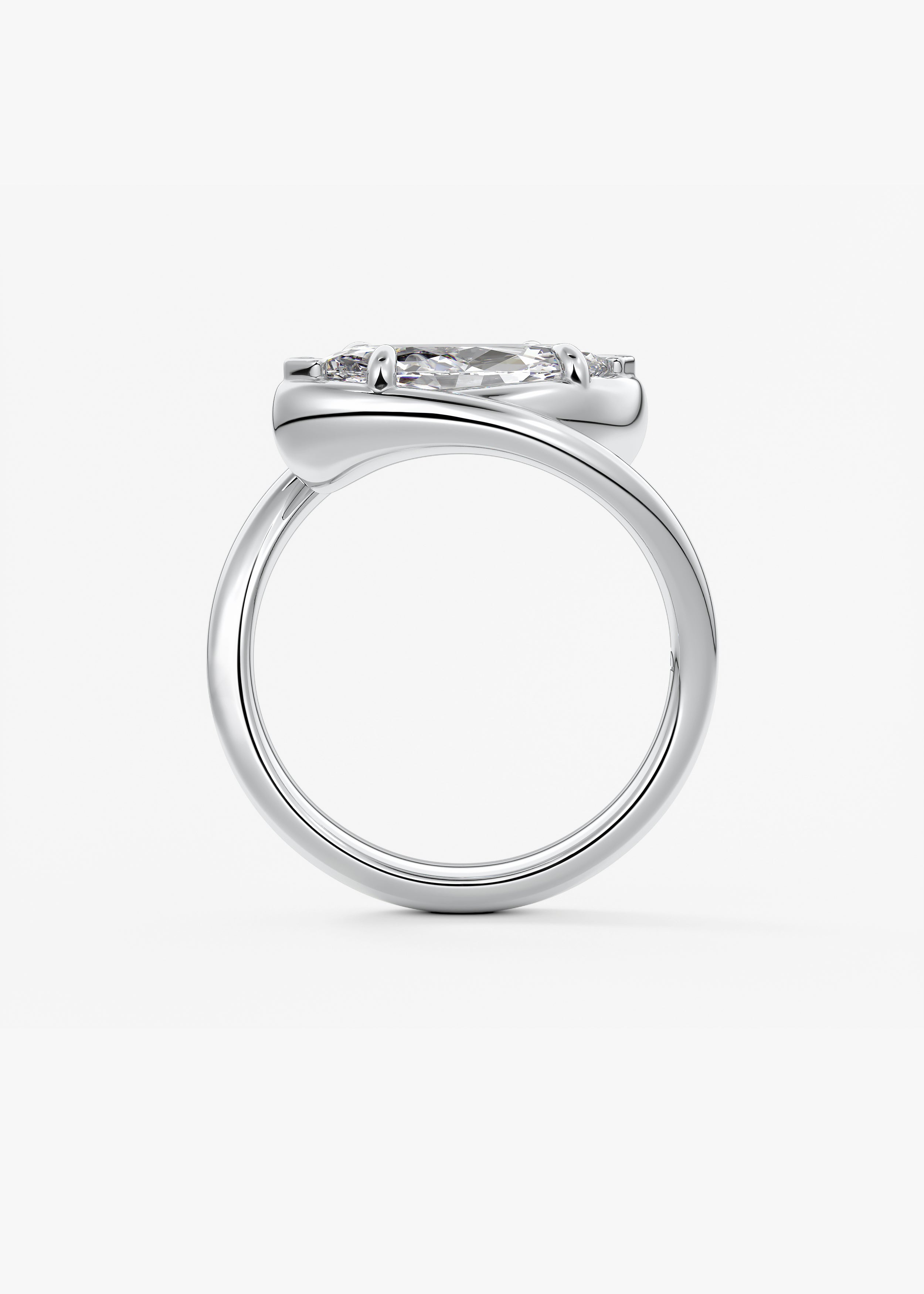 Marquise Swirl Solitaire Lab Grown Diamond Engagement Ring