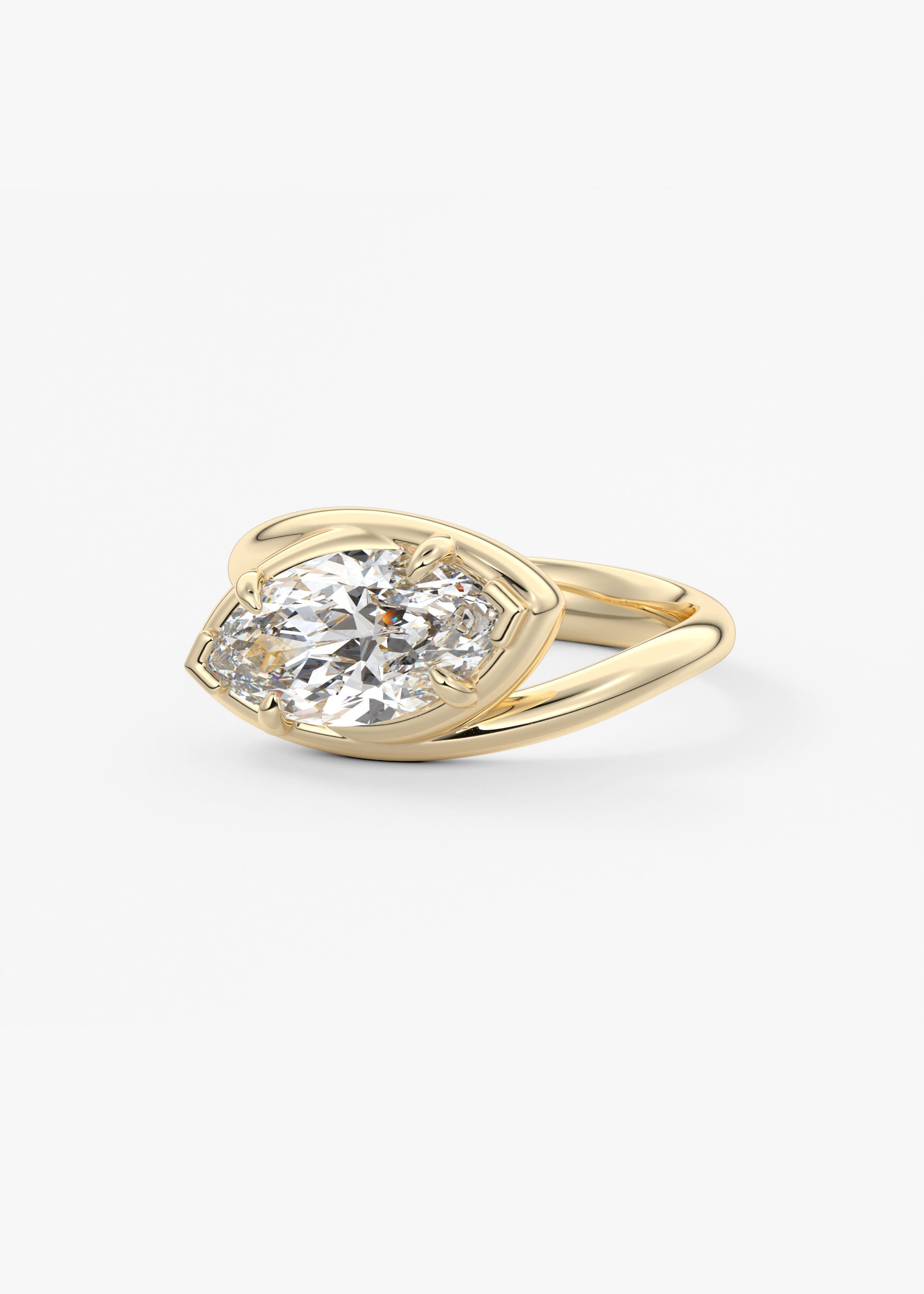 Marquise Swirl Solitaire Lab Grown Diamond Engagement Ring