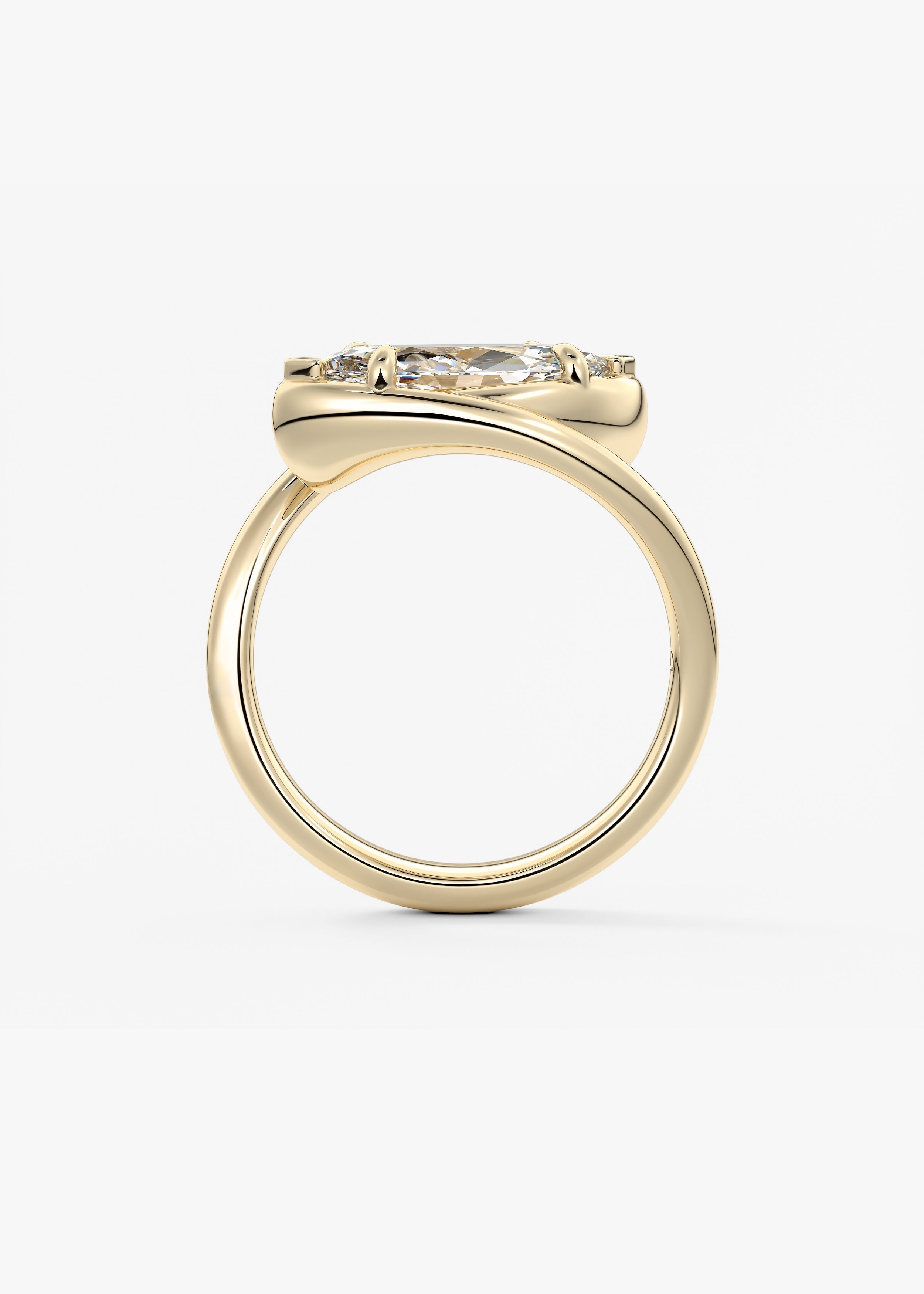 Marquise Swirl Solitaire Lab Grown Diamond Engagement Ring