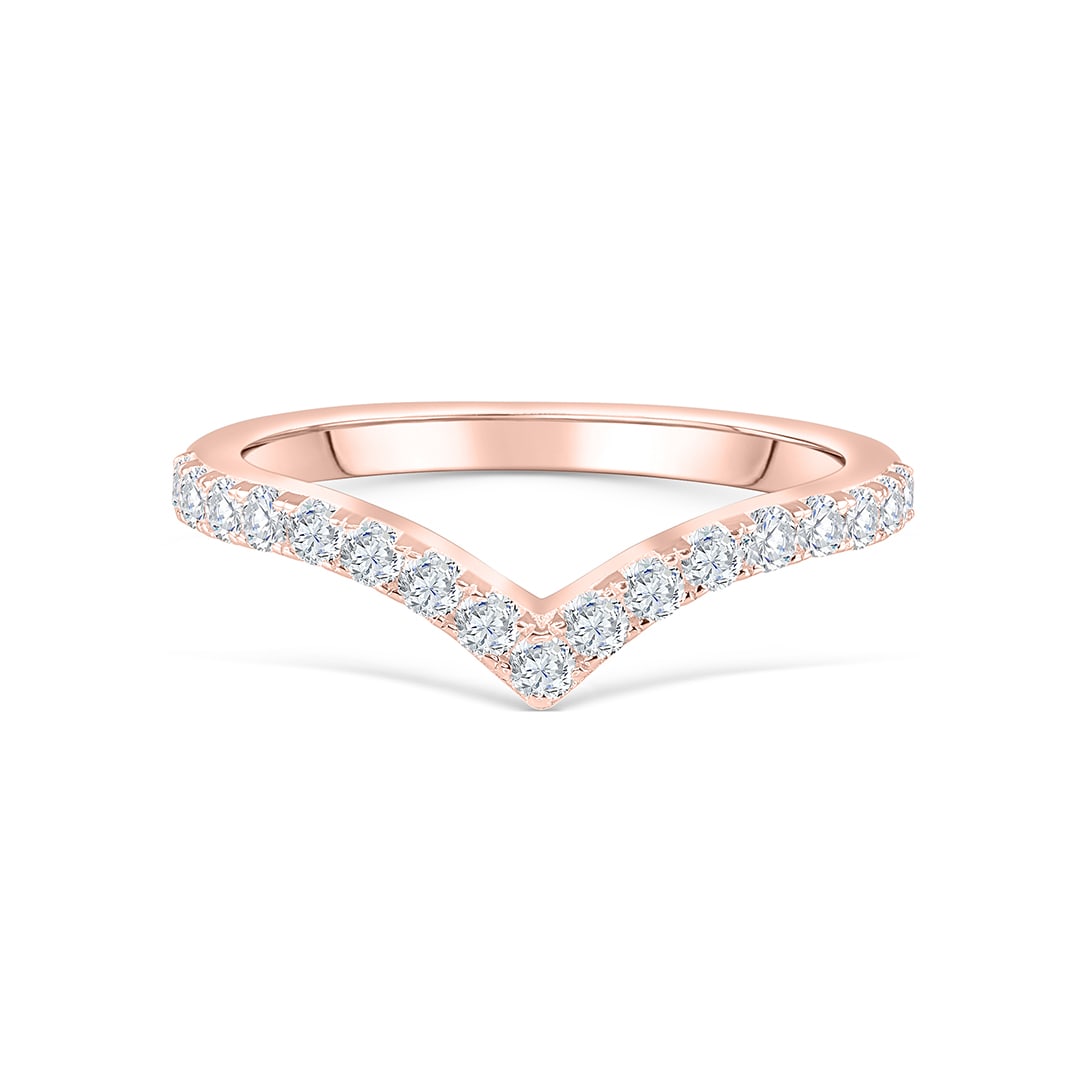 Stunning 0.3 TCW Round Moissanite Stone Curved Wedding Band 1