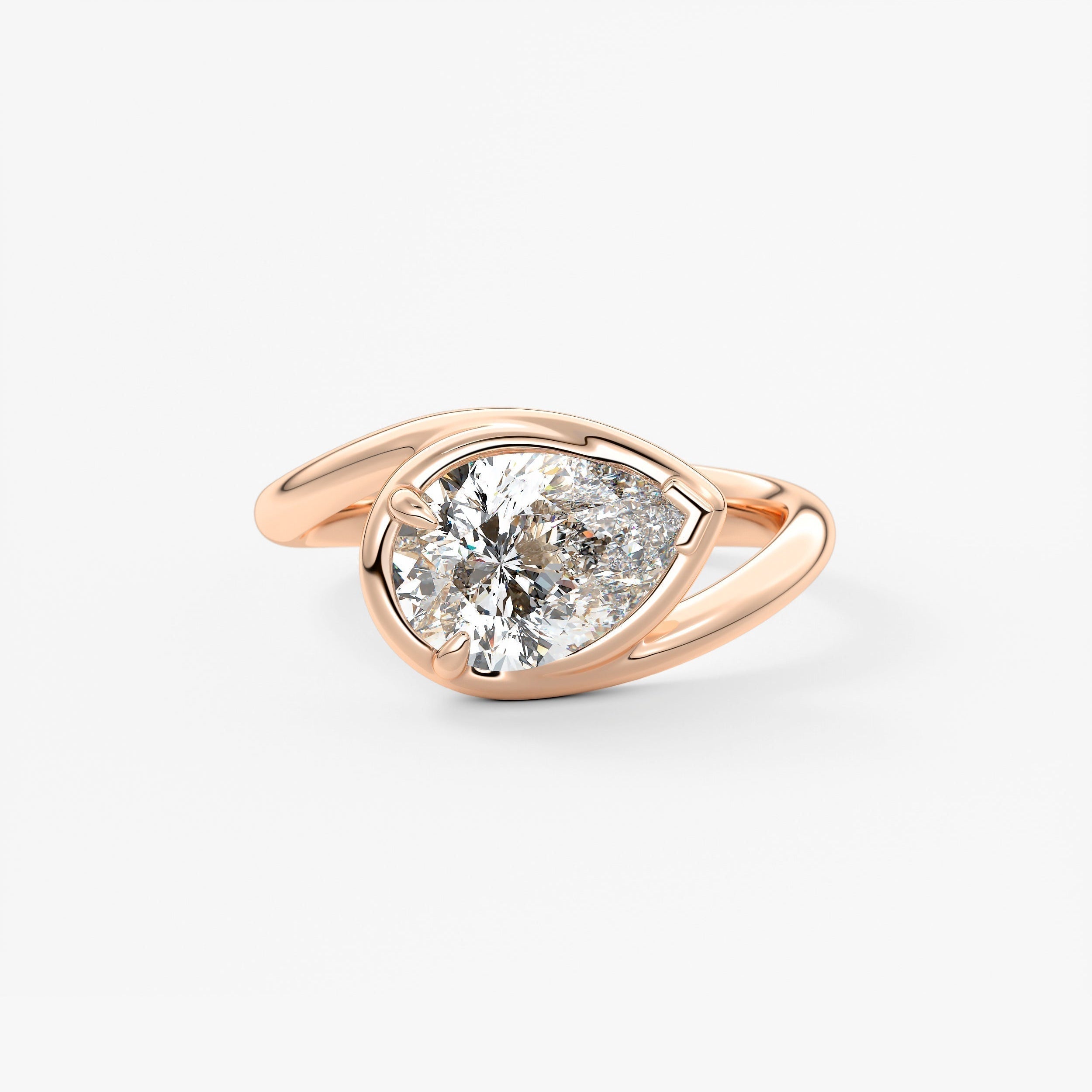 Pear Swirl Solitaire Lab Grown Diamond Engagement Ring