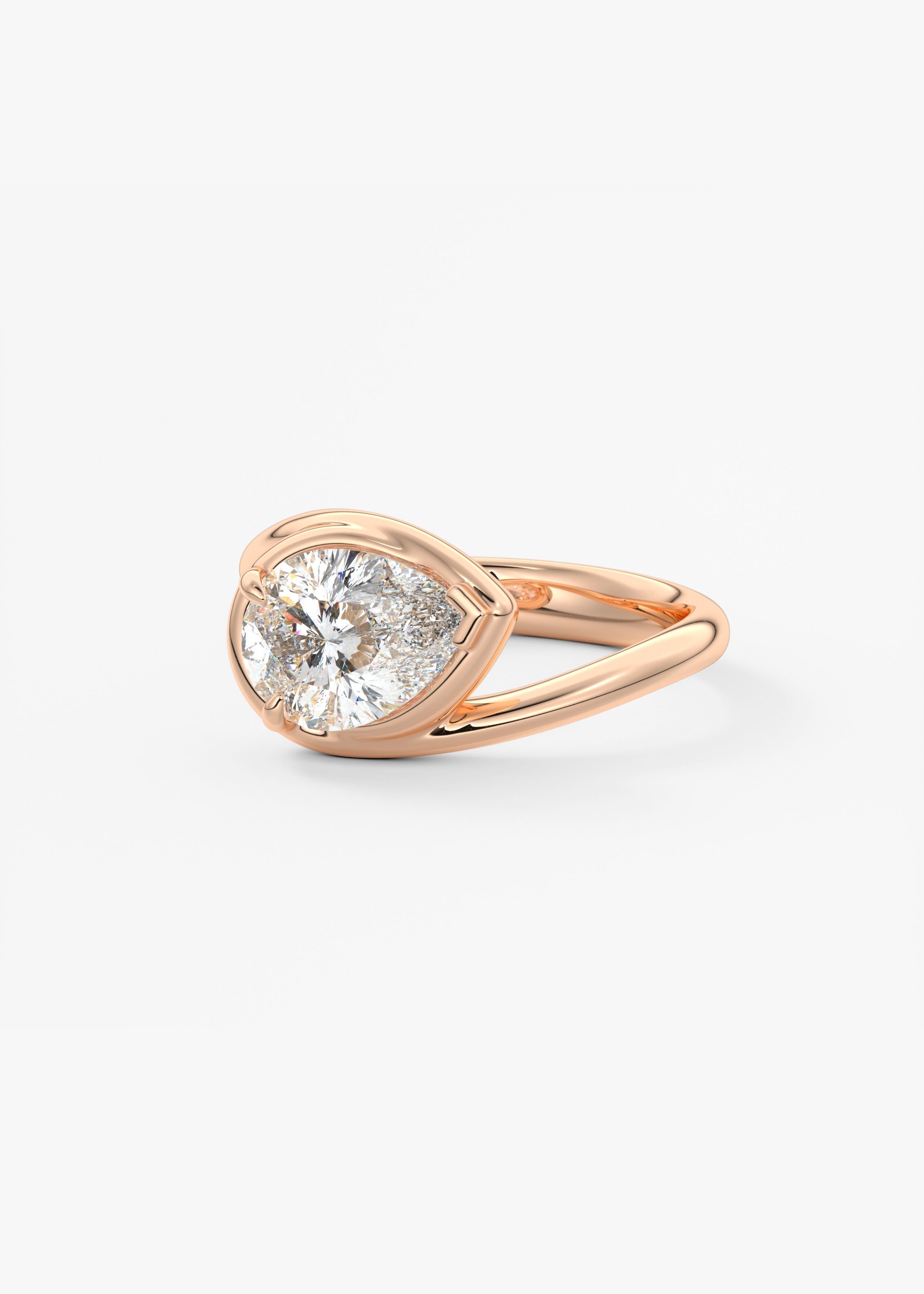 Pear Swirl Solitaire Lab Grown Diamond Engagement Ring