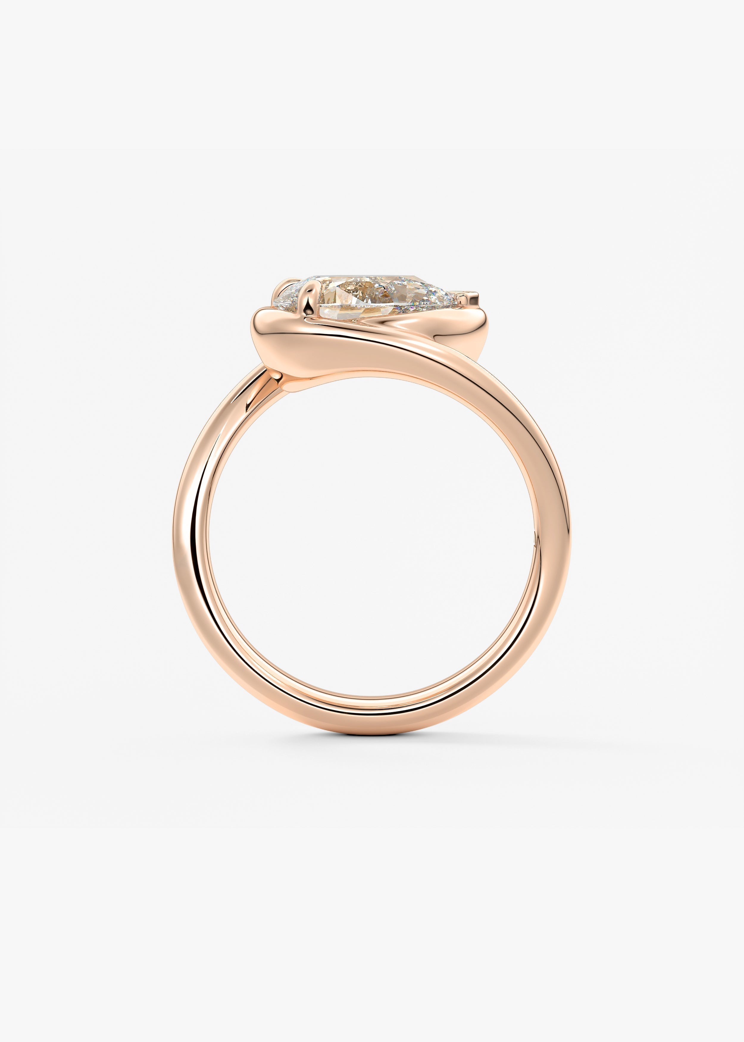 Pear Swirl Solitaire Lab Grown Diamond Engagement Ring