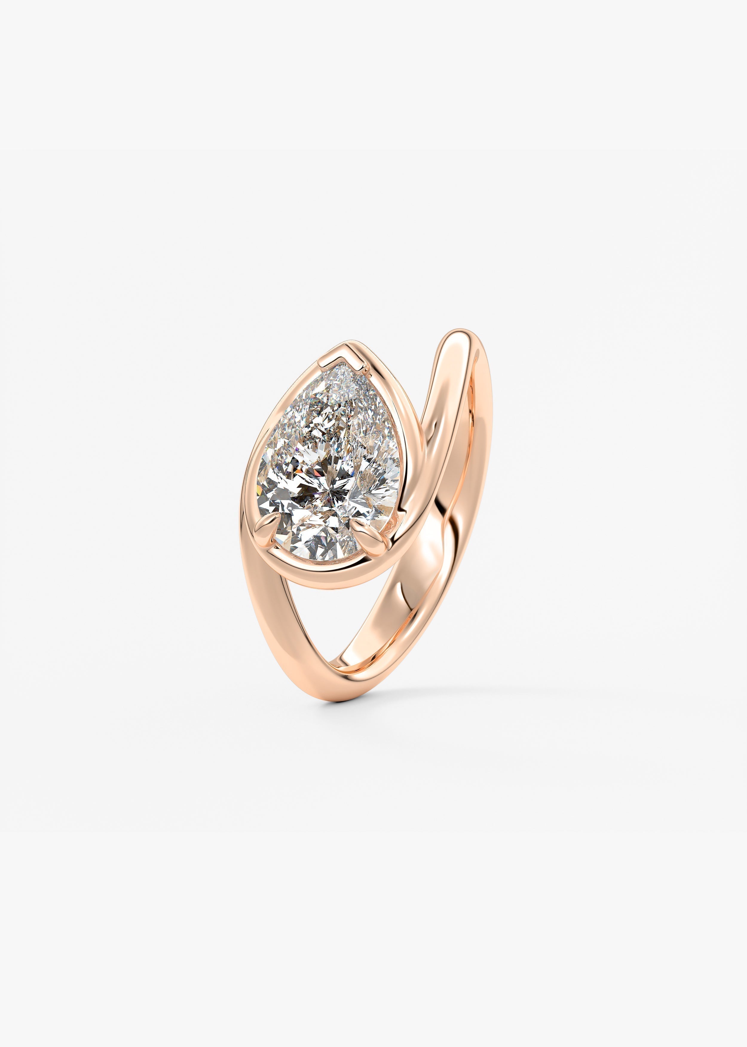 Pear Swirl Solitaire Lab Grown Diamond Engagement Ring