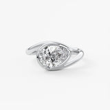 Pear Swirl Solitaire Lab Grown Diamond Engagement Ring