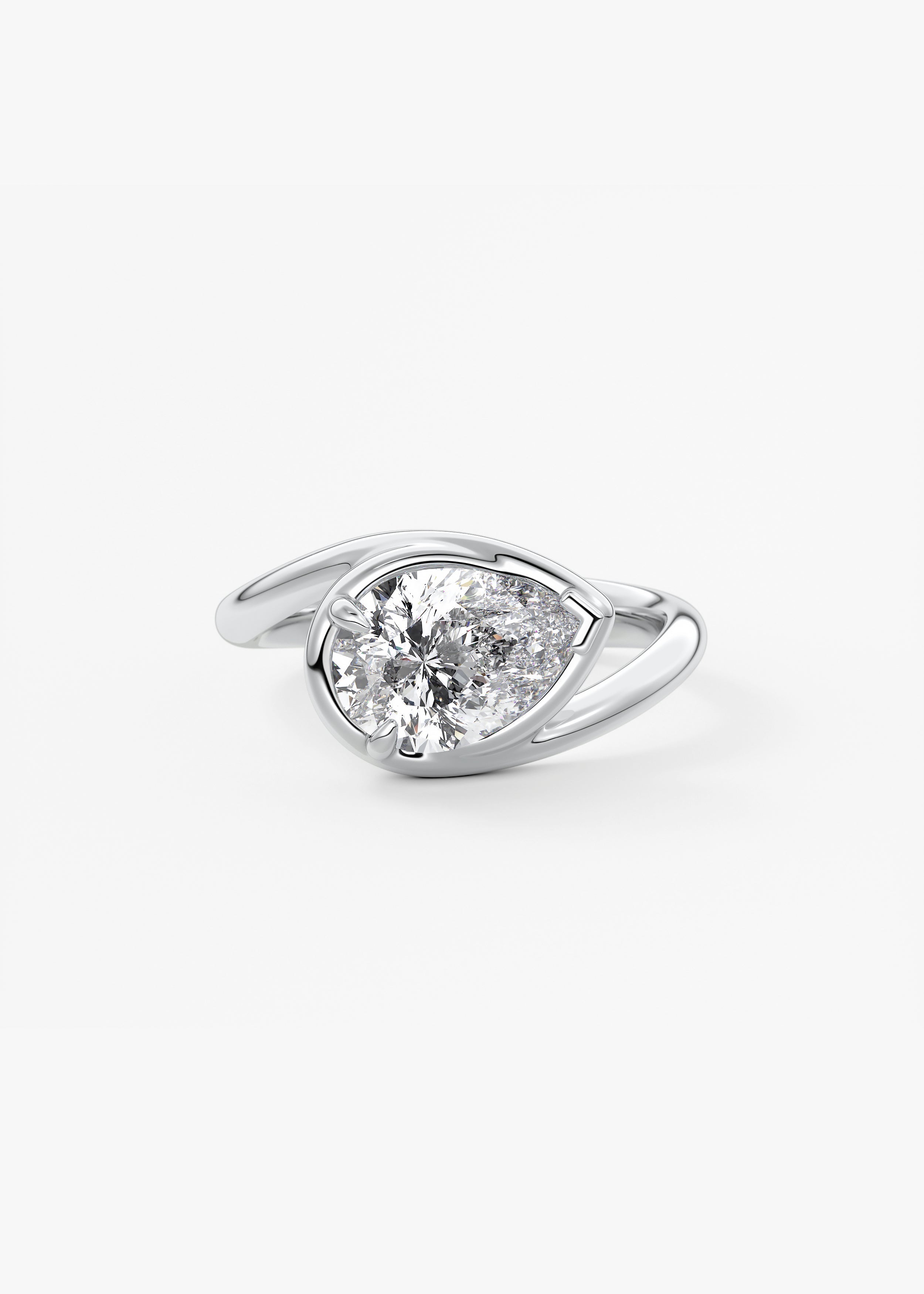 Pear Swirl Solitaire Lab Grown Diamond Engagement Ring