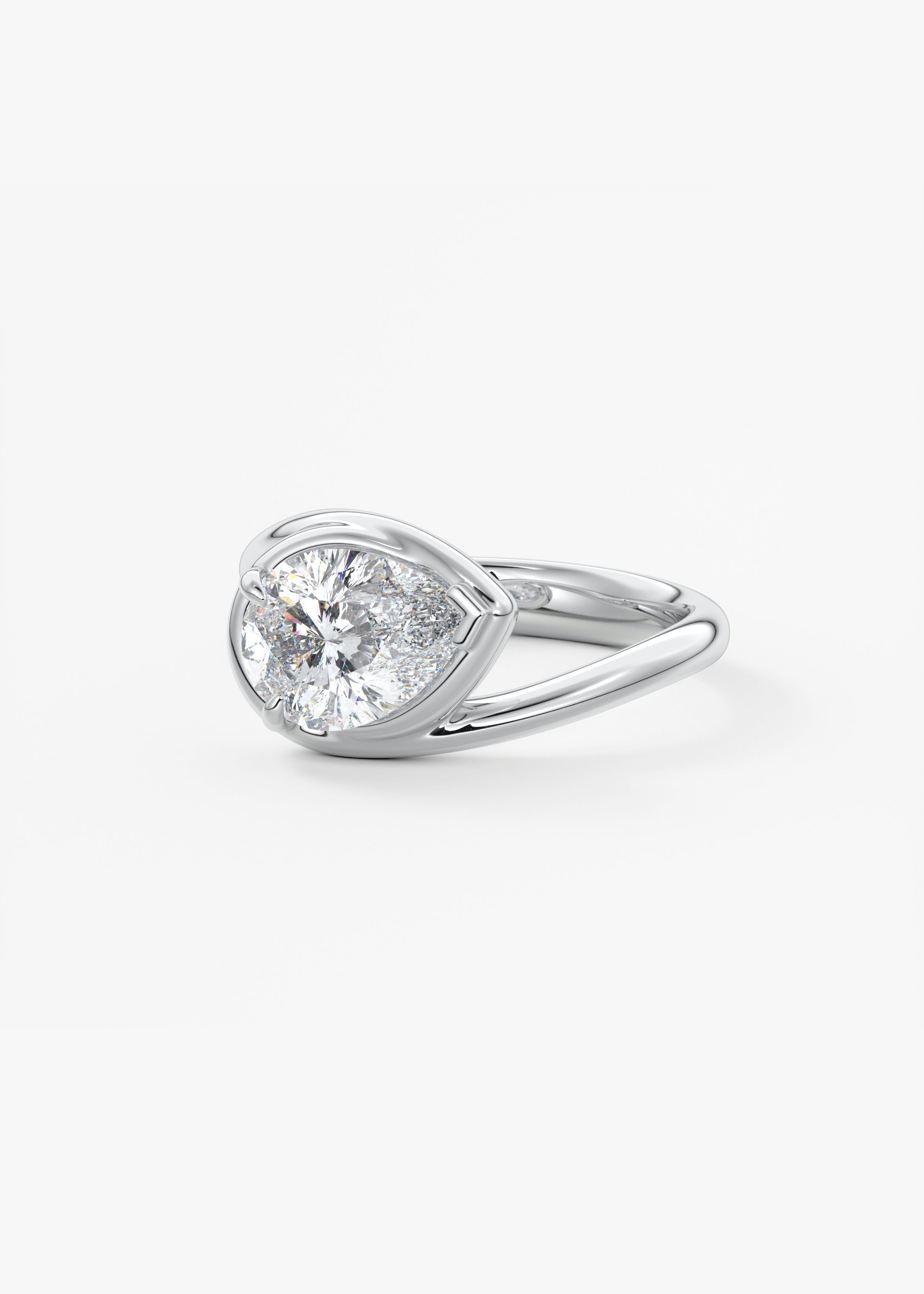 Pear Swirl Solitaire Lab Grown Diamond Engagement Ring