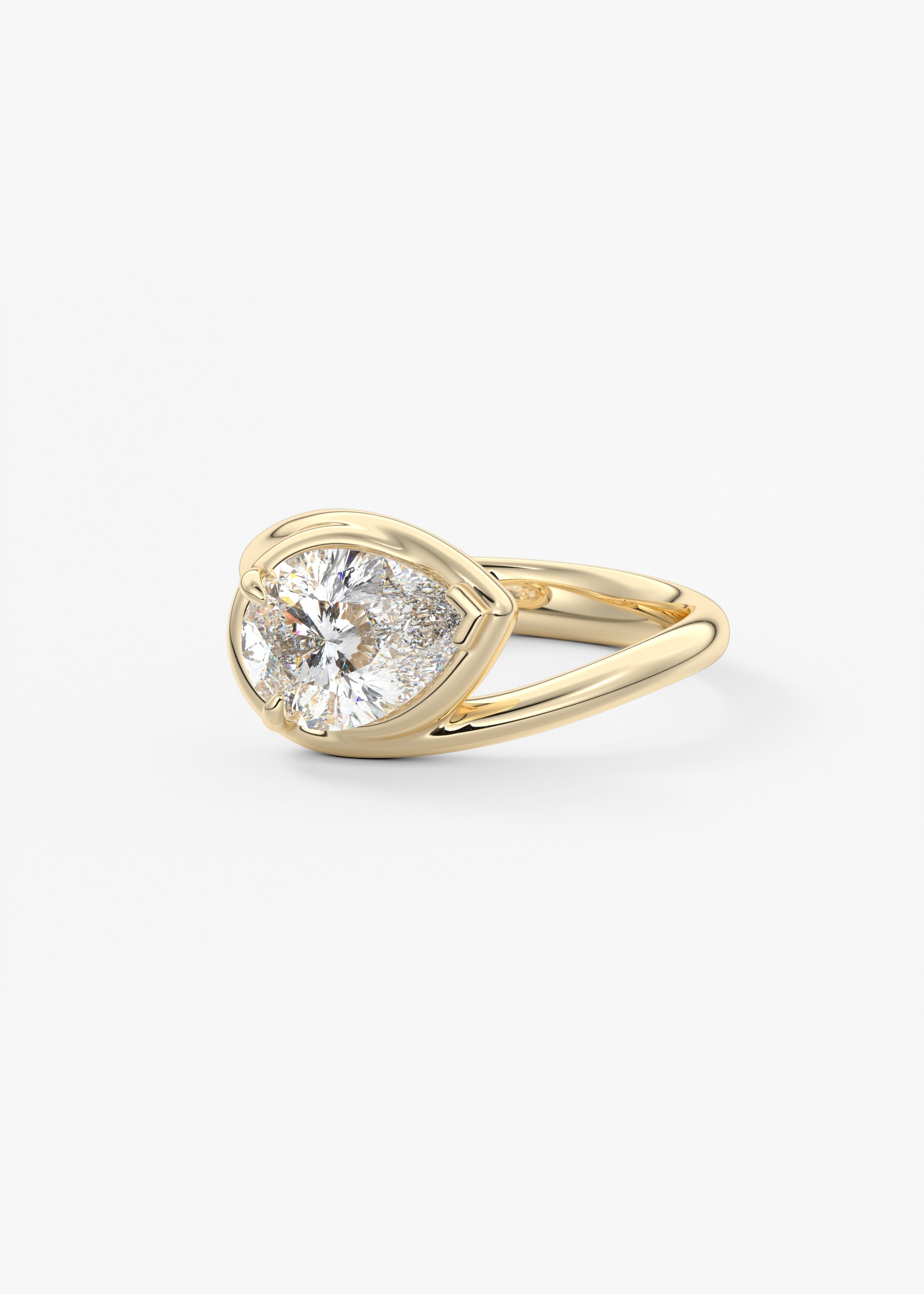 Pear Swirl Solitaire Lab Grown Diamond Engagement Ring