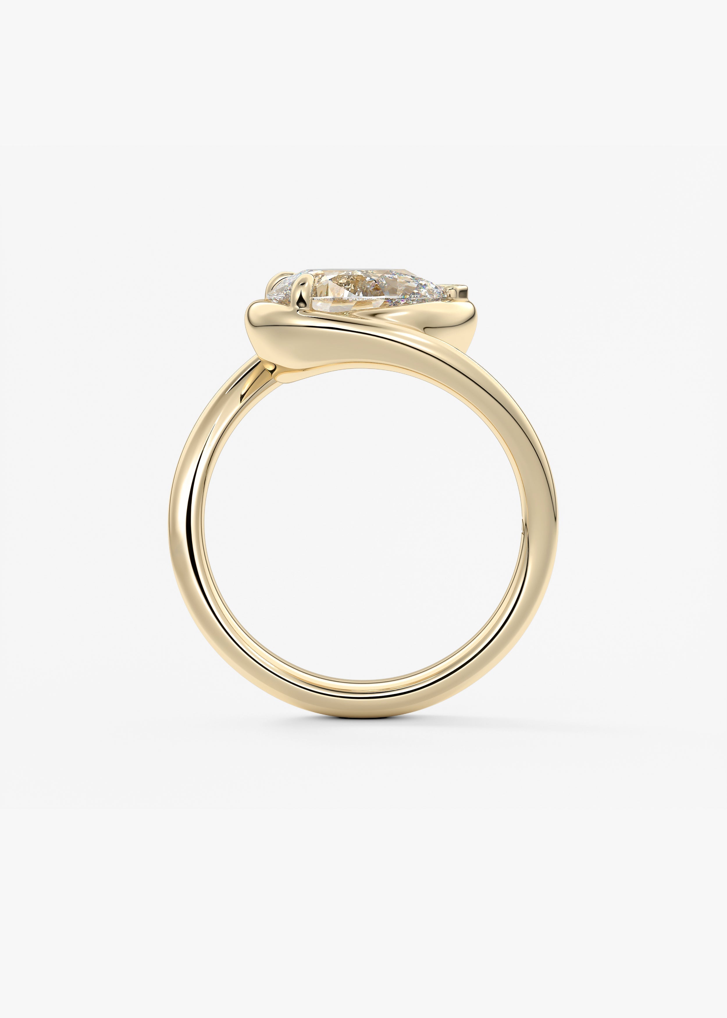 Pear Swirl Solitaire Lab Grown Diamond Engagement Ring