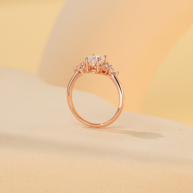 Stunning 2.0 CT Oval Cut Moissanite Engagement Ring with Cluster Design 3