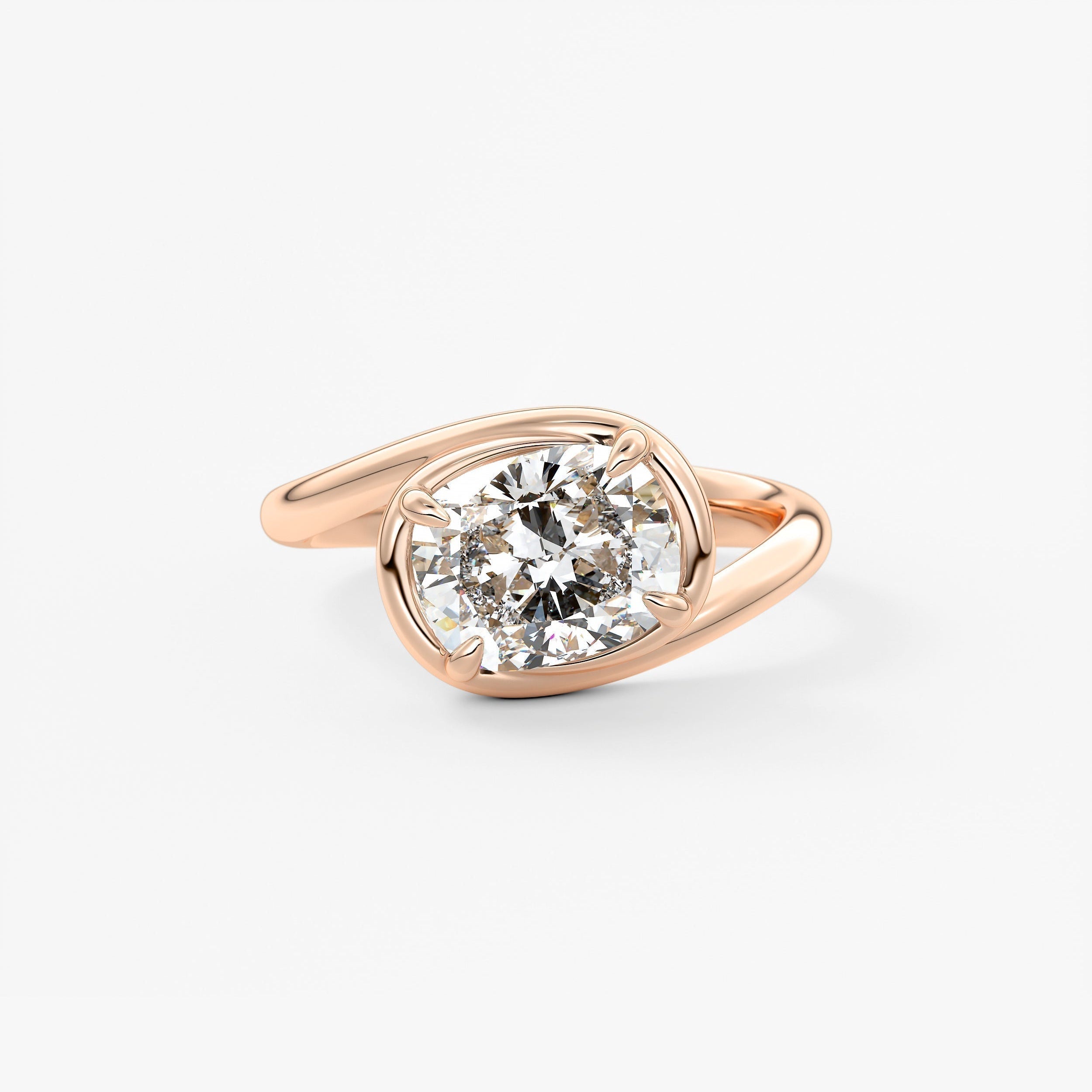 Cushion Swirl Solitaire Lab Grown Diamond Engagement Ring
