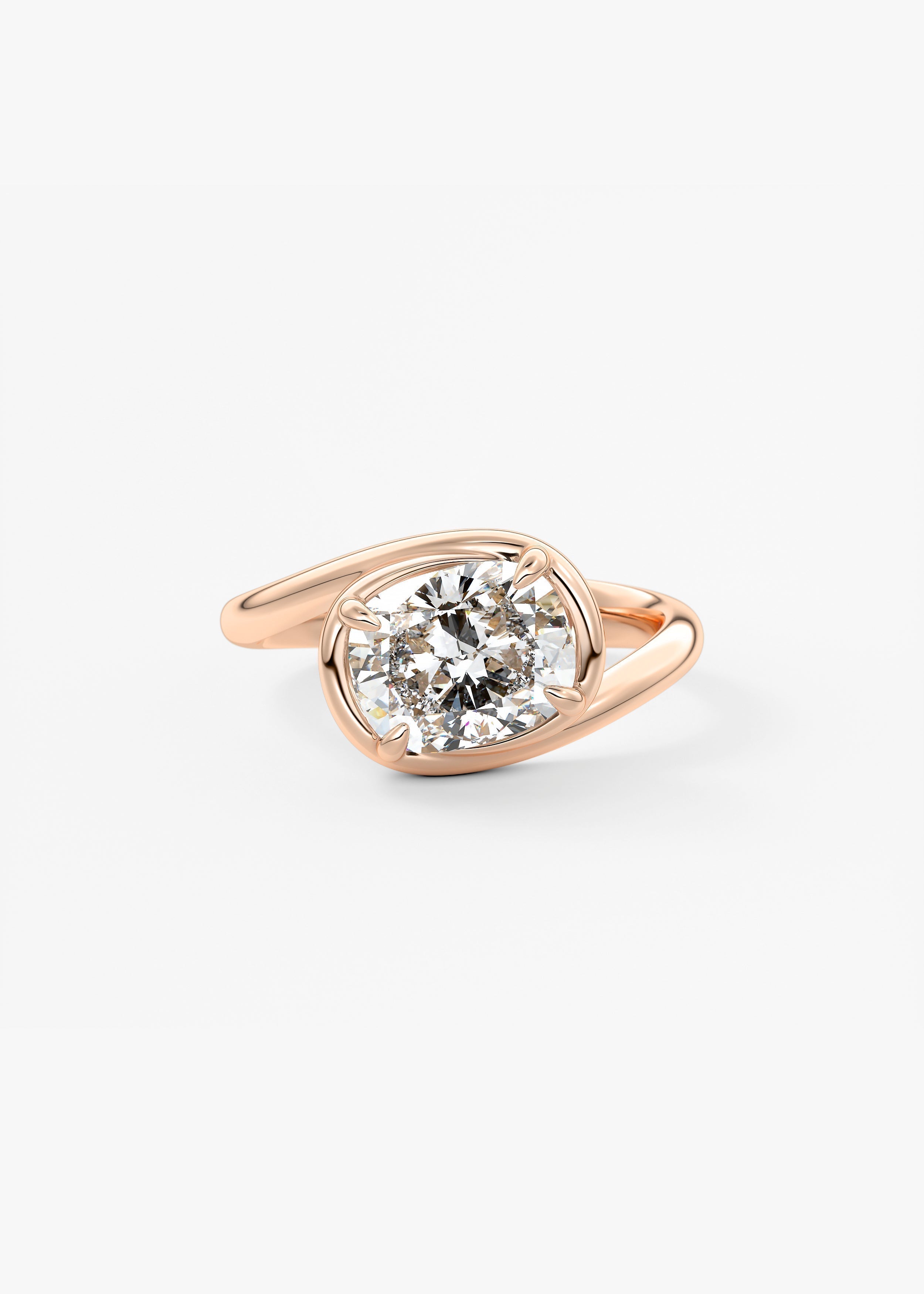 Cushion Swirl Solitaire Lab Grown Diamond Engagement Ring