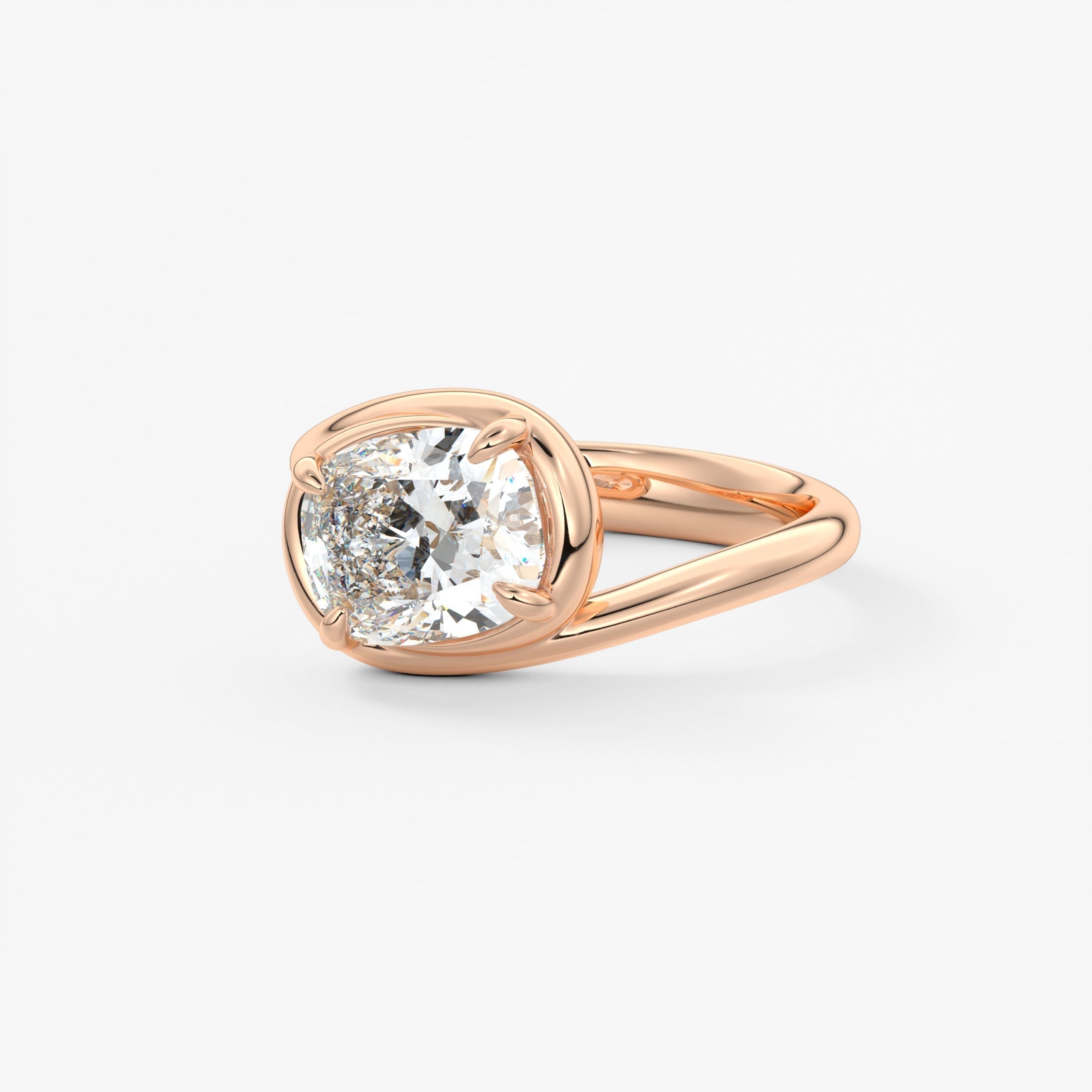 Cushion Swirl Solitaire Lab Grown Diamond Engagement Ring