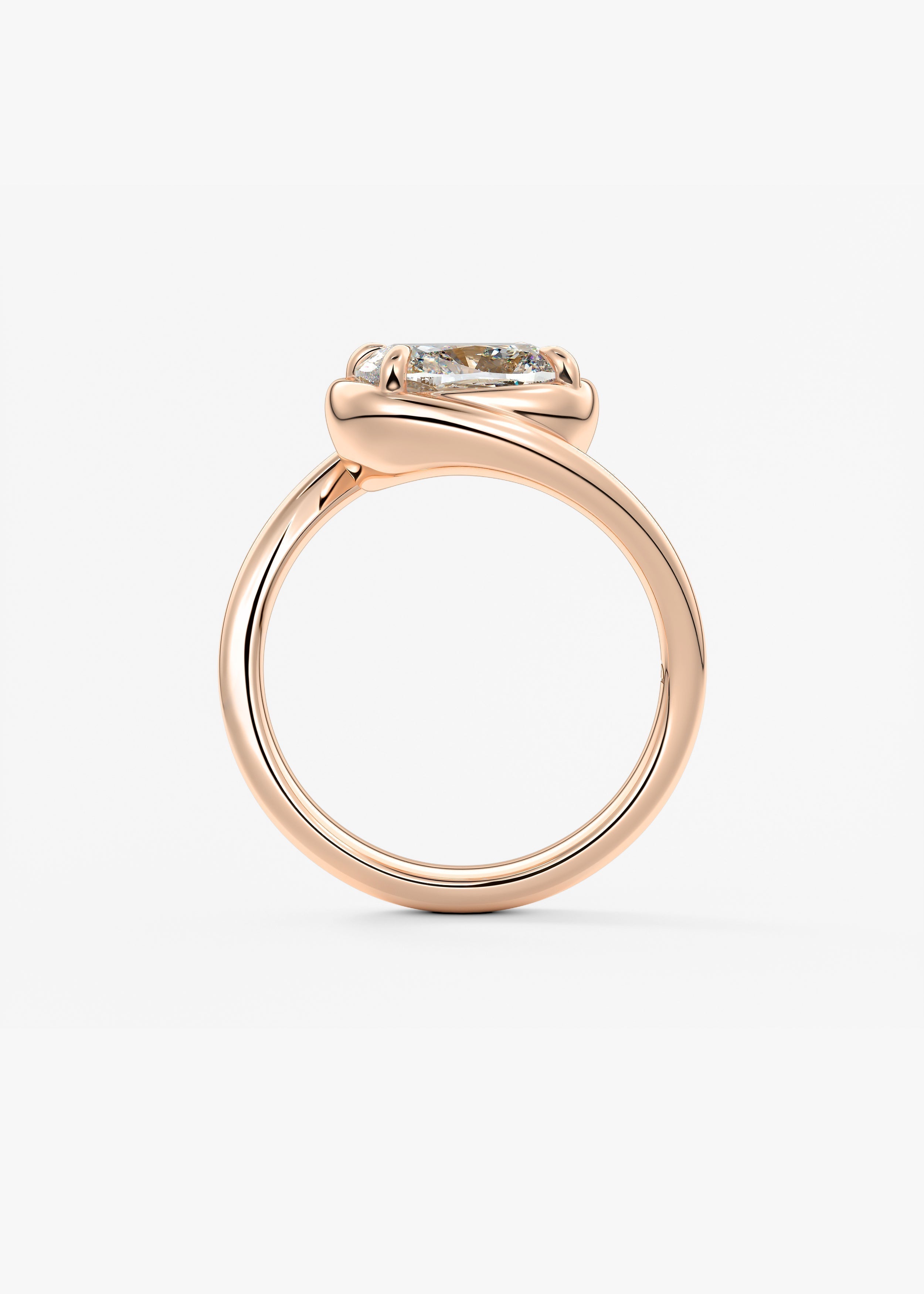 Cushion Swirl Solitaire Lab Grown Diamond Engagement Ring
