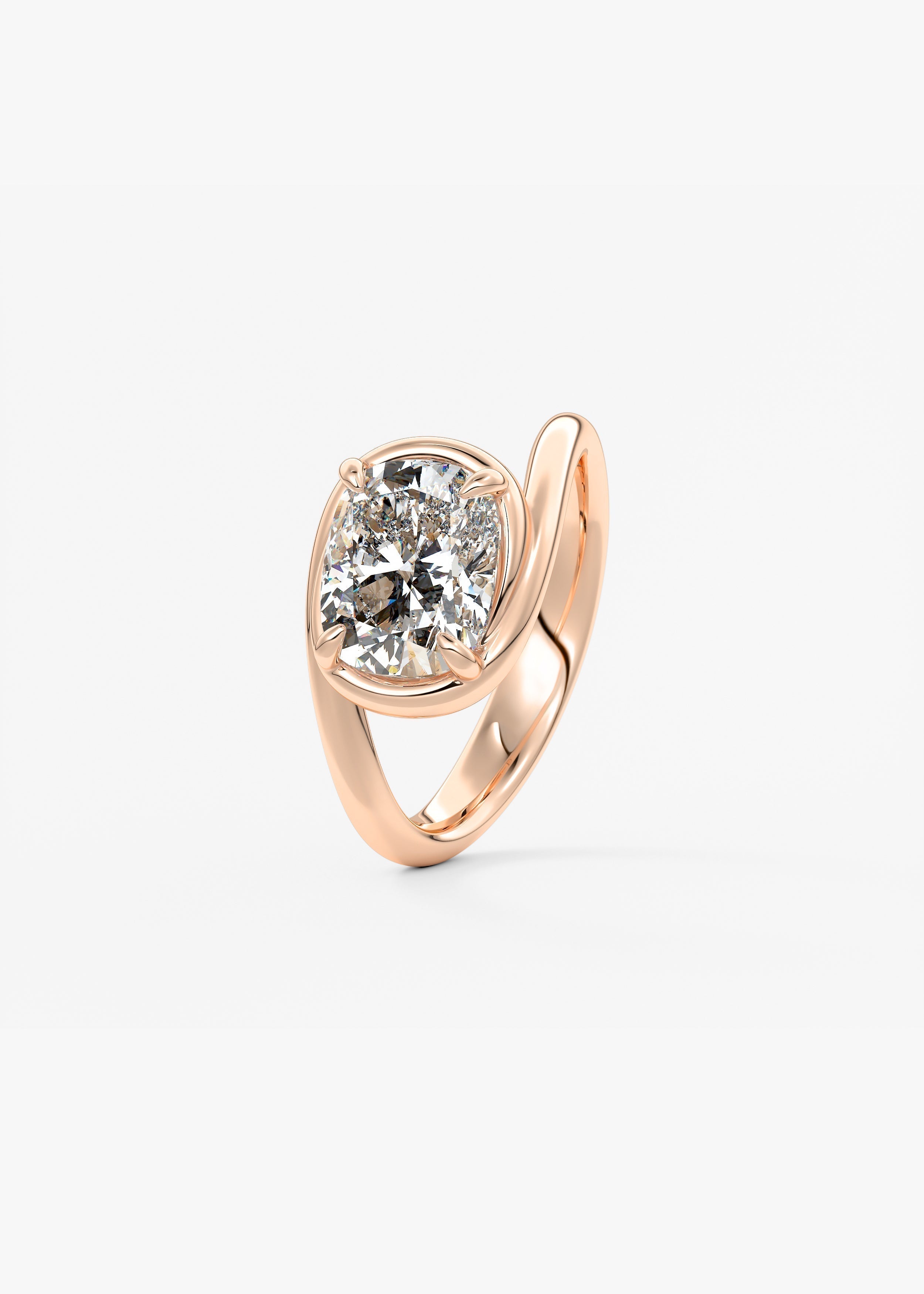 Cushion Swirl Solitaire Lab Grown Diamond Engagement Ring
