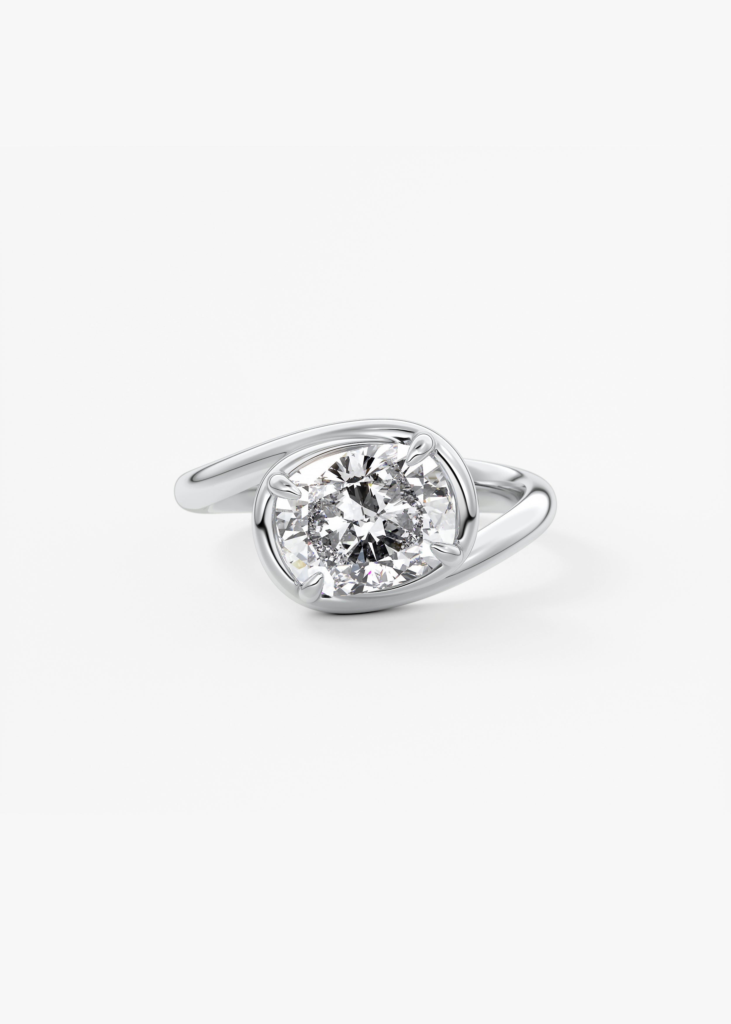 Cushion Swirl Solitaire Lab Grown Diamond Engagement Ring
