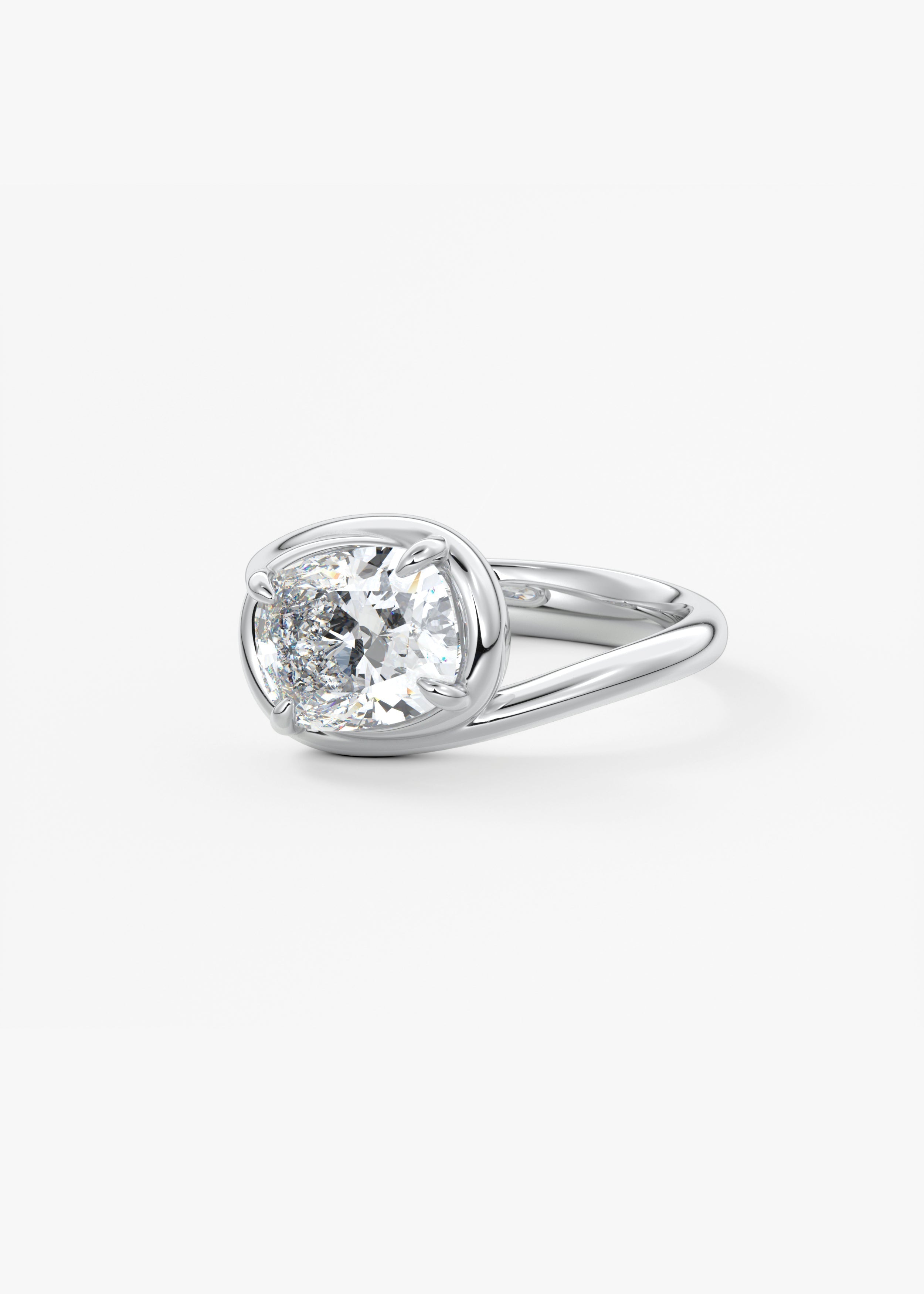 Cushion Swirl Solitaire Lab Grown Diamond Engagement Ring