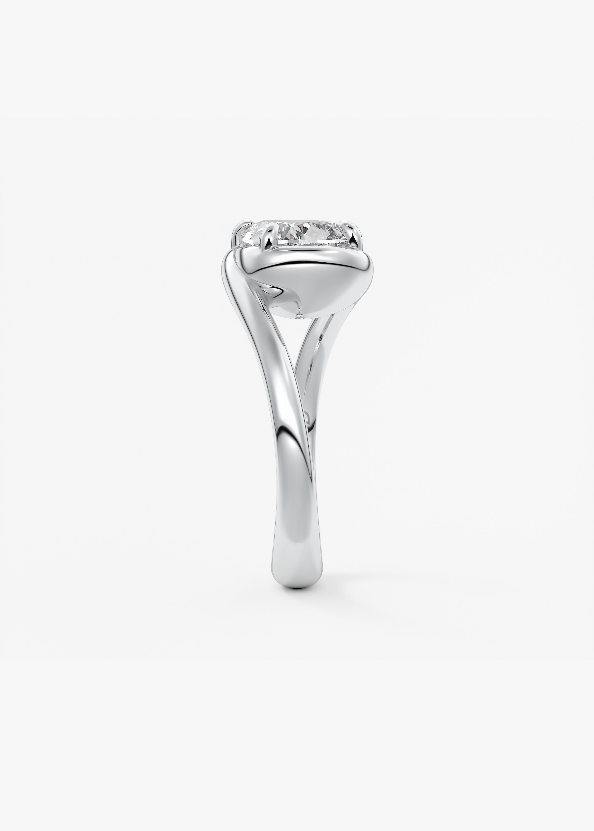 Cushion Swirl Solitaire Lab Grown Diamond Engagement Ring