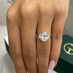 Classic 2.0 CT Oval Moissanite Engagement Ring with Three Stone Design 4