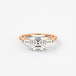 Asscher Three Stone Lab Grown Diamond Engagement Ring