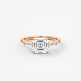 Asscher Three Stone Lab Grown Diamond Engagement Ring