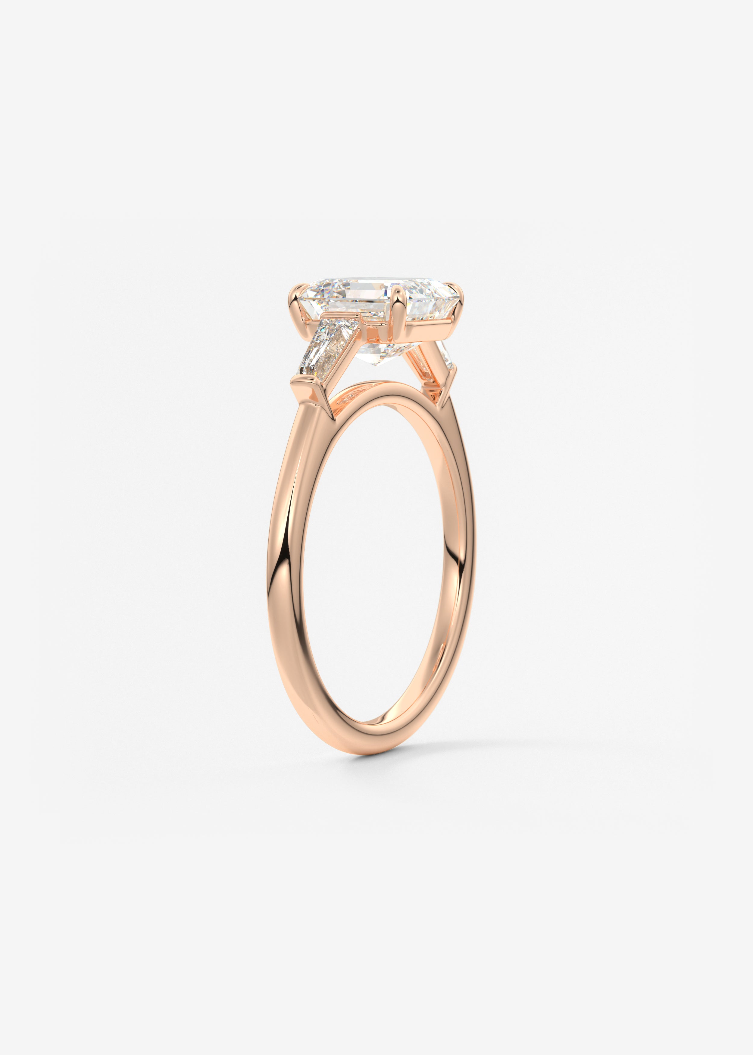 Asscher Three Stone Lab Grown Diamond Engagement Ring