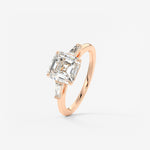 Asscher Three Stone Lab Grown Diamond Engagement Ring