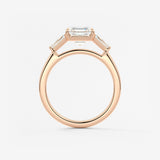 Asscher Three Stone Lab Grown Diamond Engagement Ring