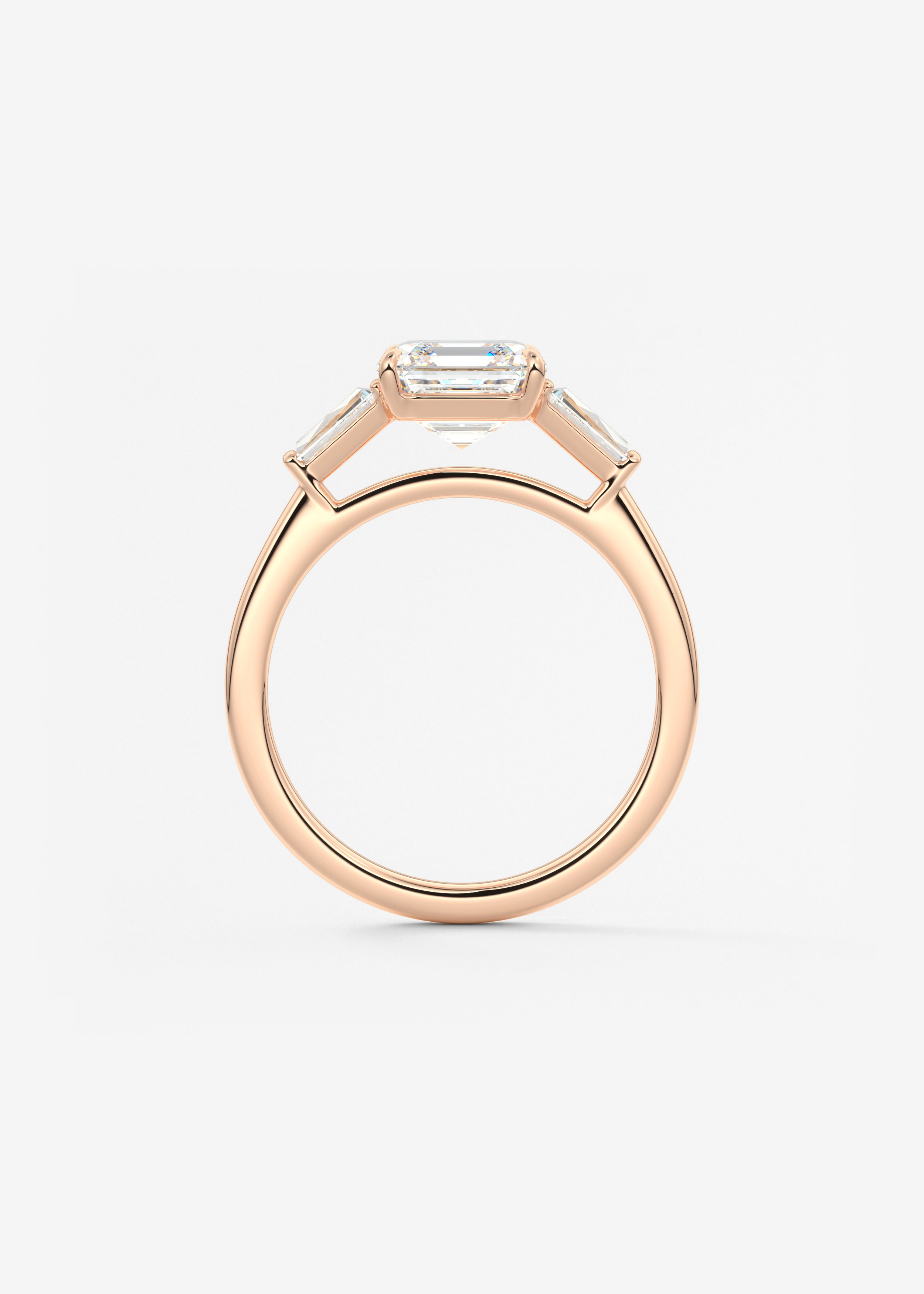 Asscher Three Stone Lab Grown Diamond Engagement Ring