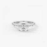 Asscher Three Stone Lab Grown Diamond Engagement Ring