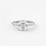 Asscher Three Stone Lab Grown Diamond Engagement Ring