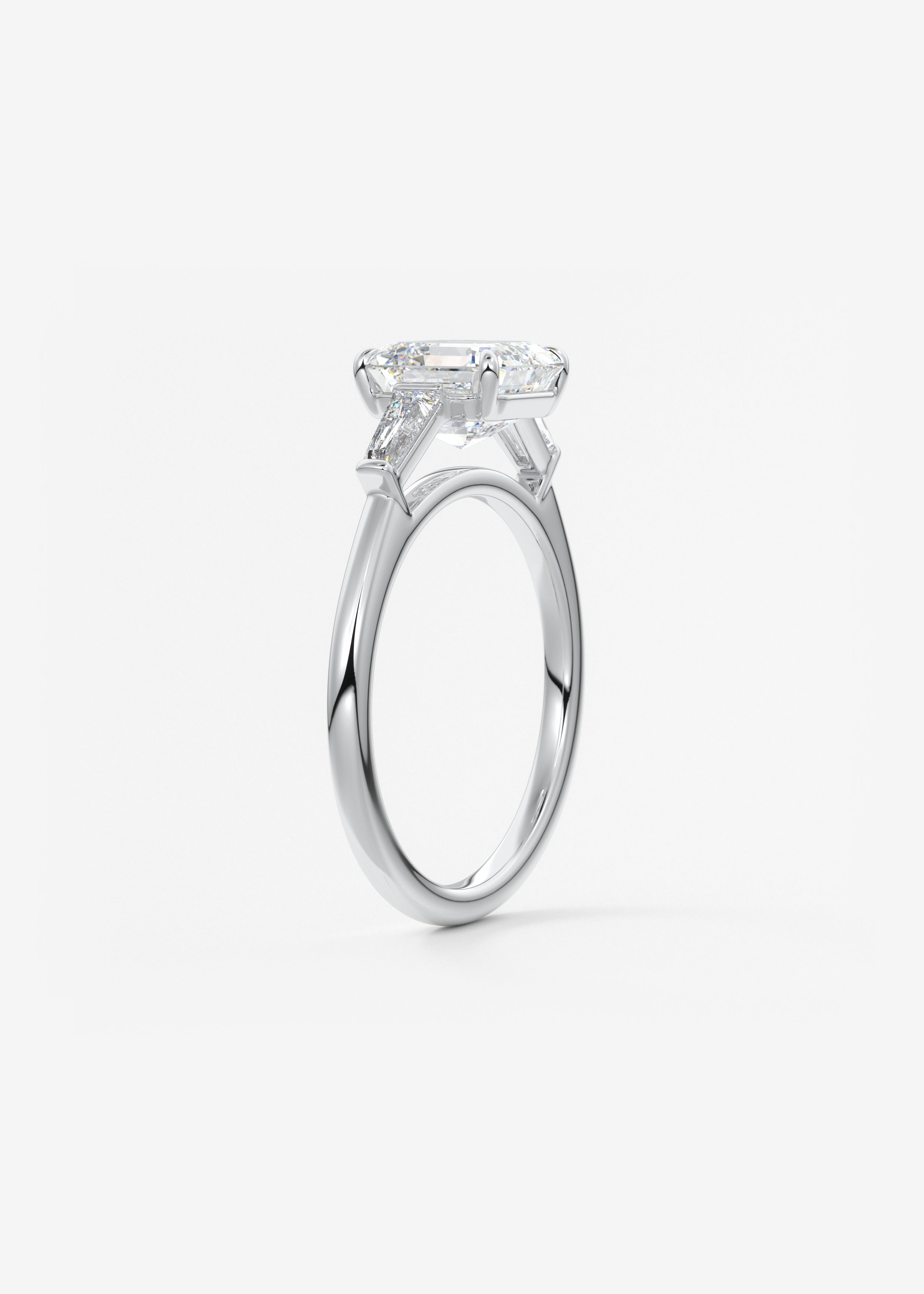 Asscher Three Stone Lab Grown Diamond Engagement Ring