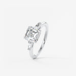 Asscher Three Stone Lab Grown Diamond Engagement Ring