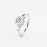 Asscher Three Stone Lab Grown Diamond Engagement Ring
