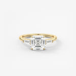 Asscher Three Stone Lab Grown Diamond Engagement Ring