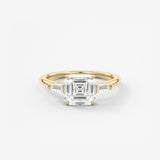 Asscher Three Stone Lab Grown Diamond Engagement Ring