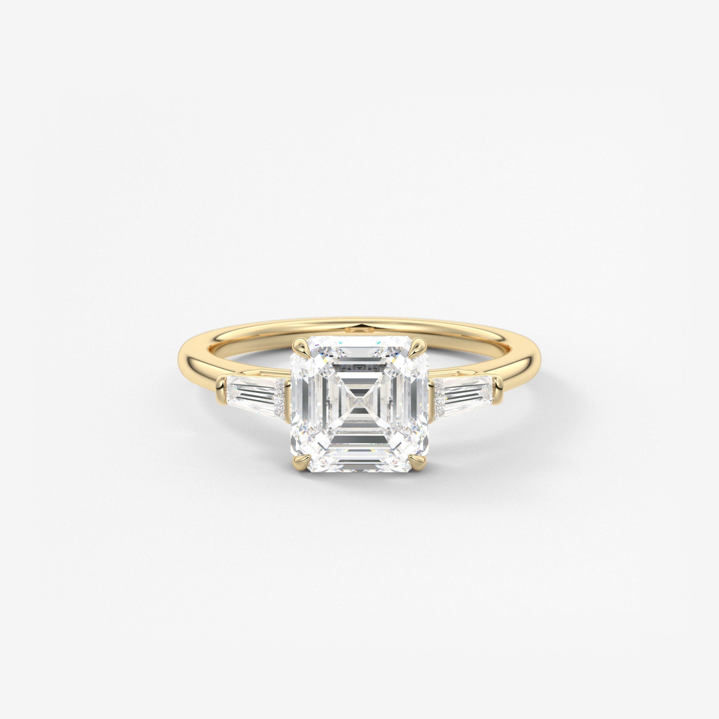 Asscher Three Stone Lab Grown Diamond Engagement Ring