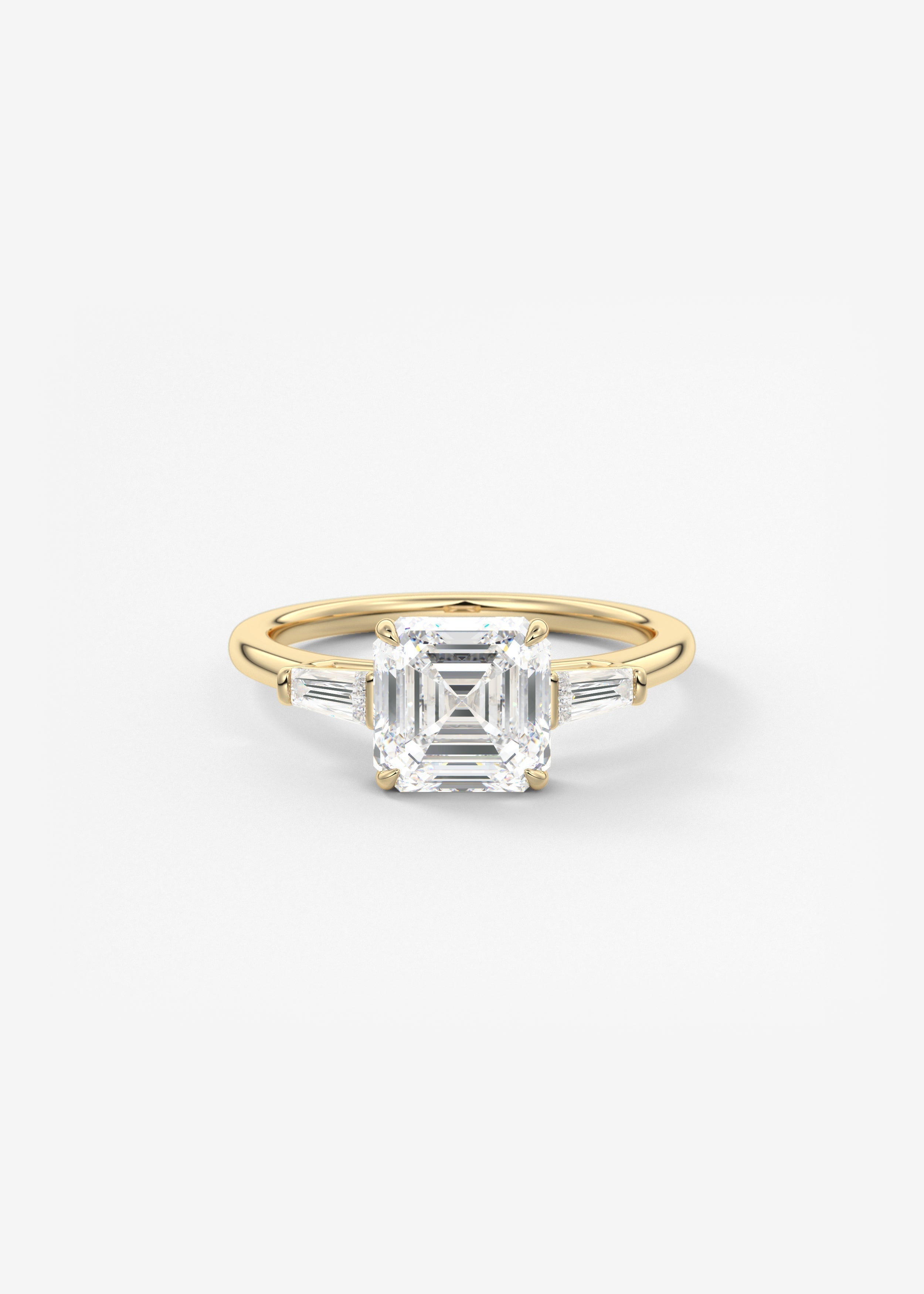 Asscher Three Stone Lab Grown Diamond Engagement Ring