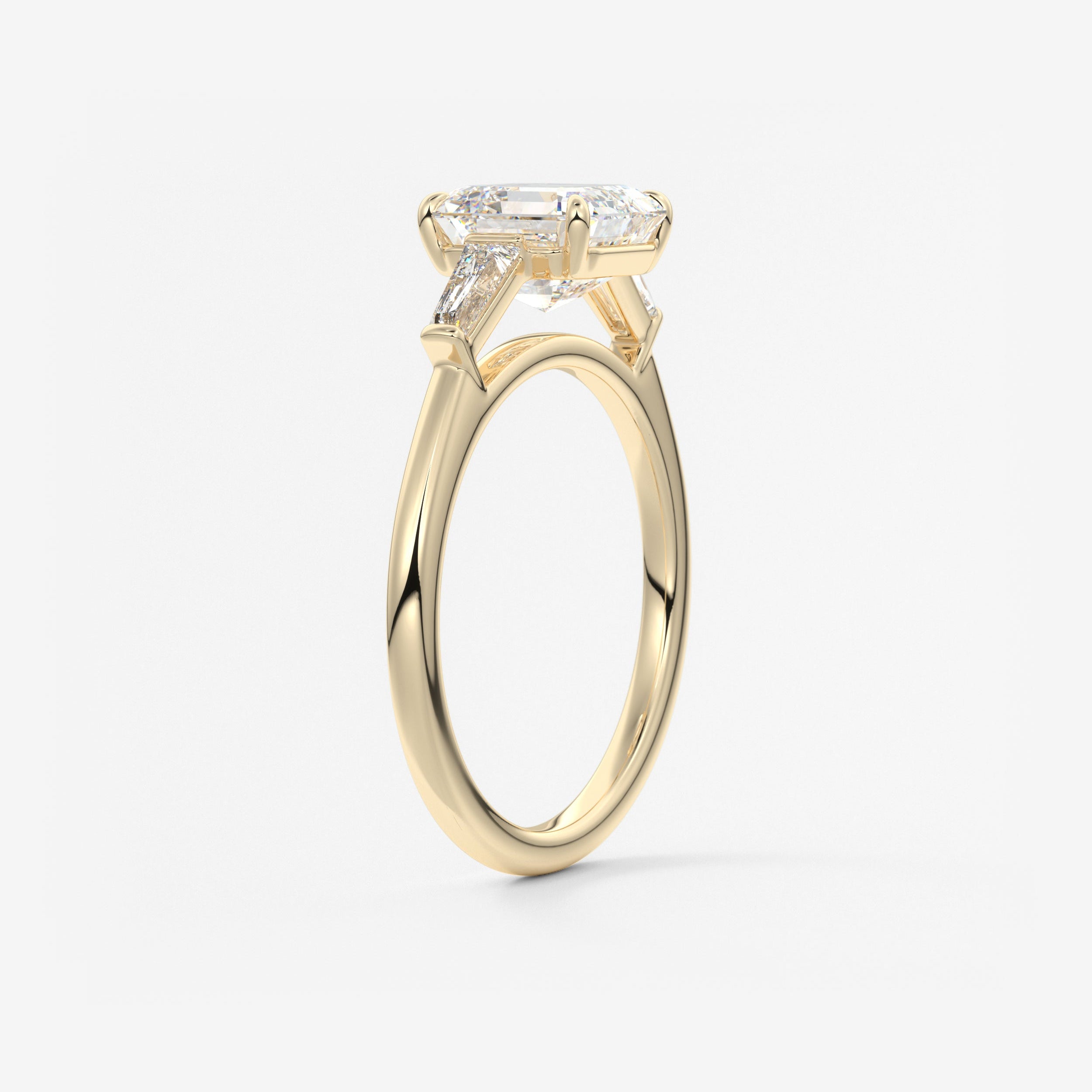 Asscher Three Stone Lab Grown Diamond Engagement Ring