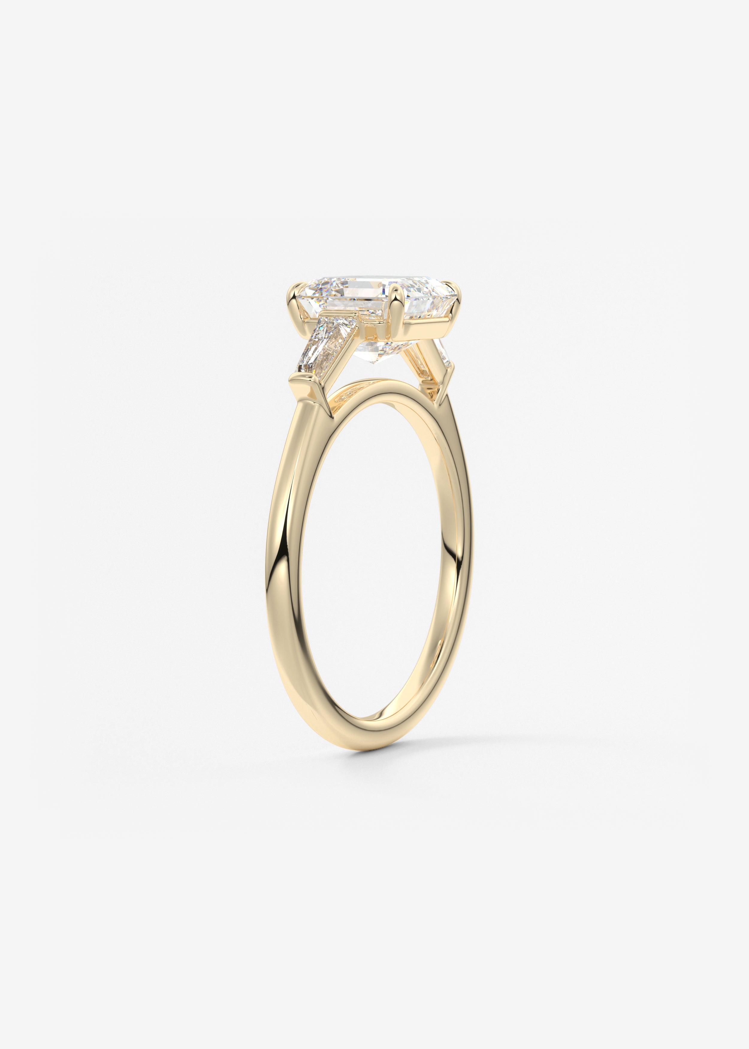 Asscher Three Stone Lab Grown Diamond Engagement Ring