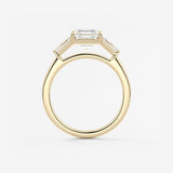 Asscher Three Stone Lab Grown Diamond Engagement Ring
