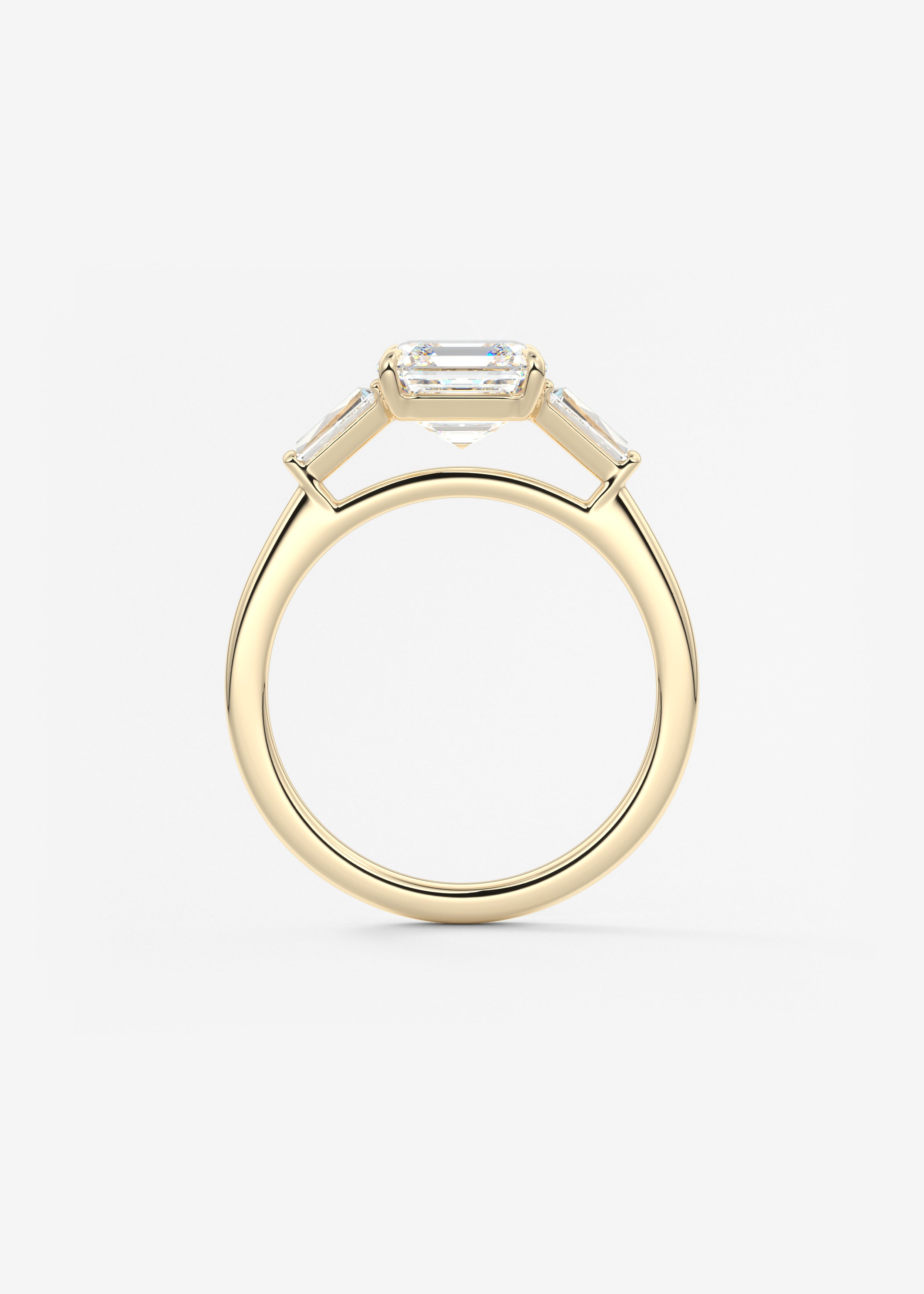 Asscher Three Stone Lab Grown Diamond Engagement Ring