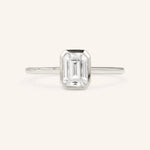 Stunning 1 CT Emerald Moissanite Engagement Ring With Bezel Design 3