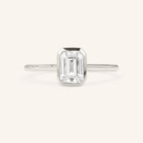 Stunning 1 CT Emerald Moissanite Engagement Ring With Bezel Design 3