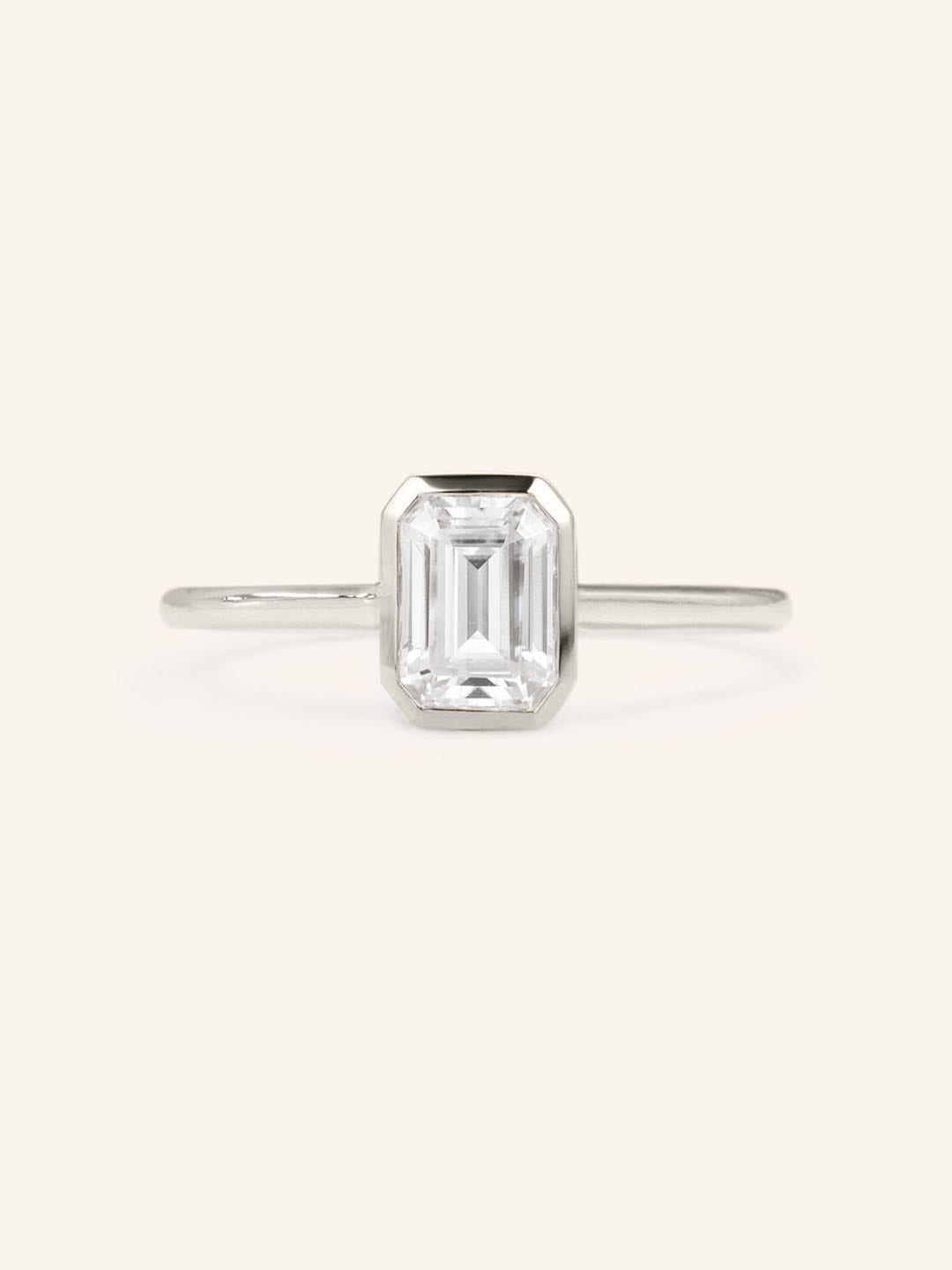 Stunning 1 CT Emerald Moissanite Engagement Ring With Bezel Design 3